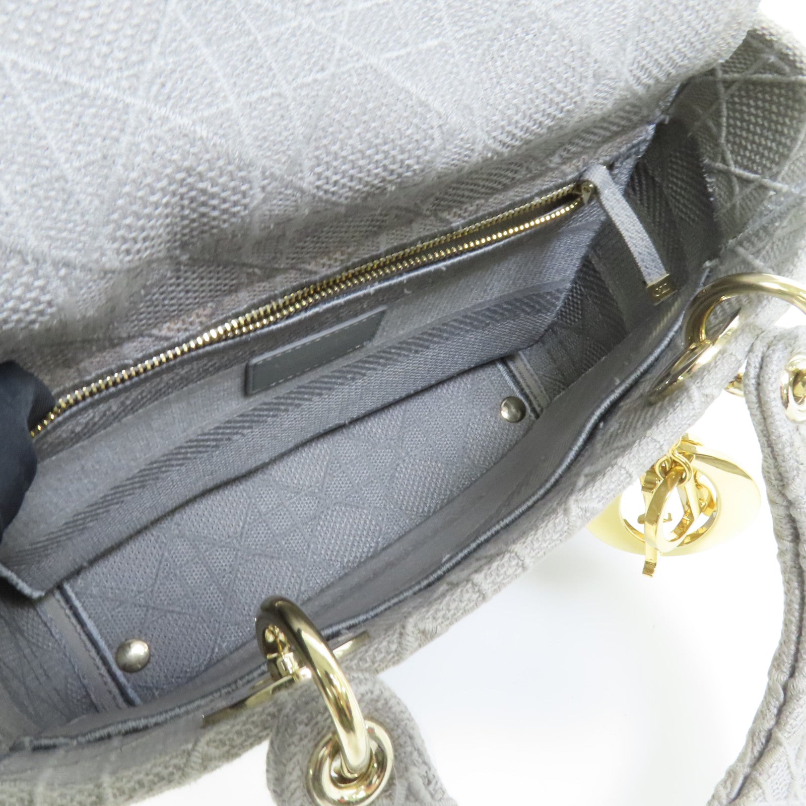 Dior 帆布Lady Dior D-Lite金扣手挽肩背兩用袋
