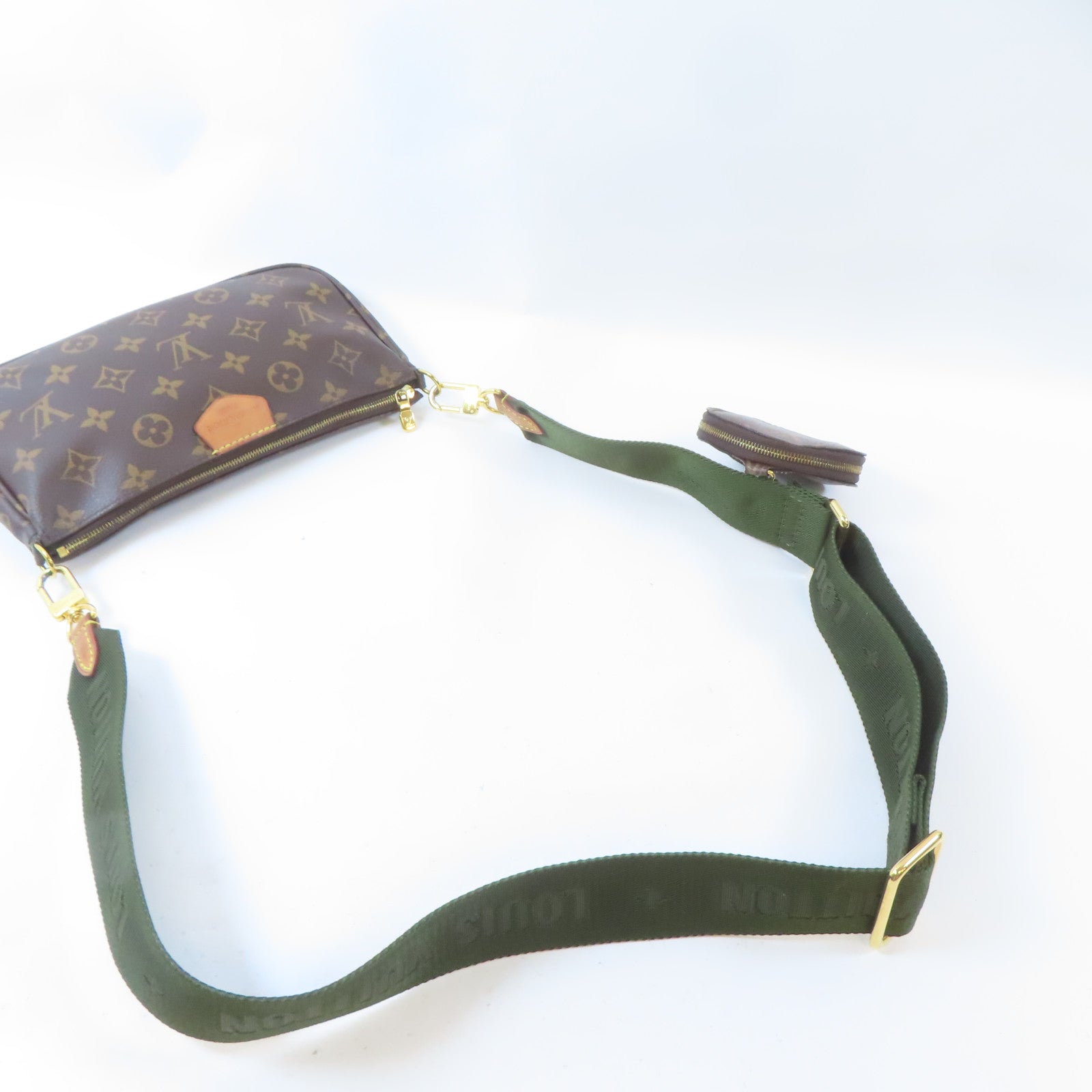 LOUIS VUITTON【激減優惠】 Monogram Multi Pochette Accessoires金扣手挽肩背兩用袋啡色