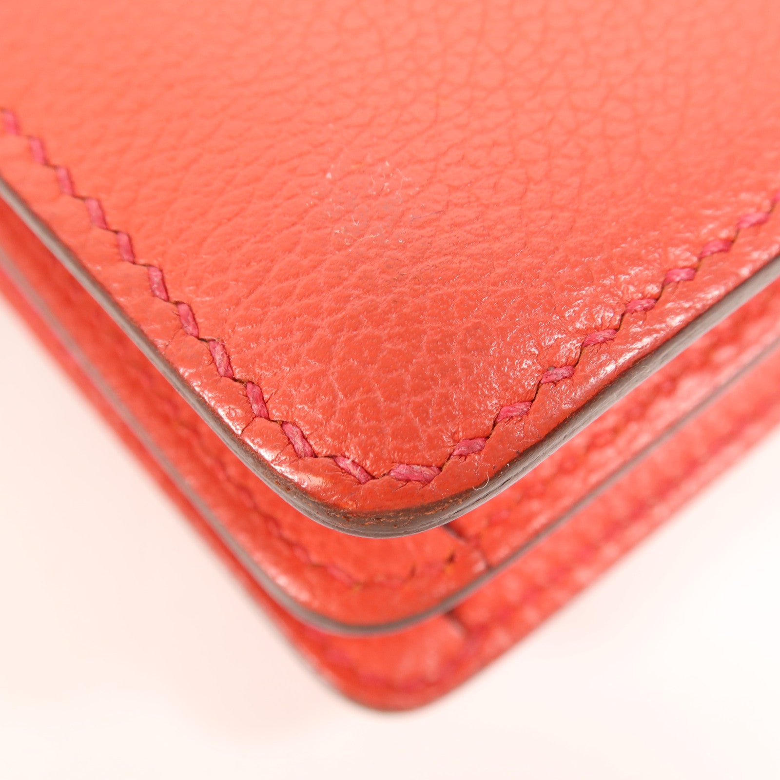 HERMES 【激減優惠】Clemence皮革Roulis Mini銀扣肩背袋Rouge Tomate