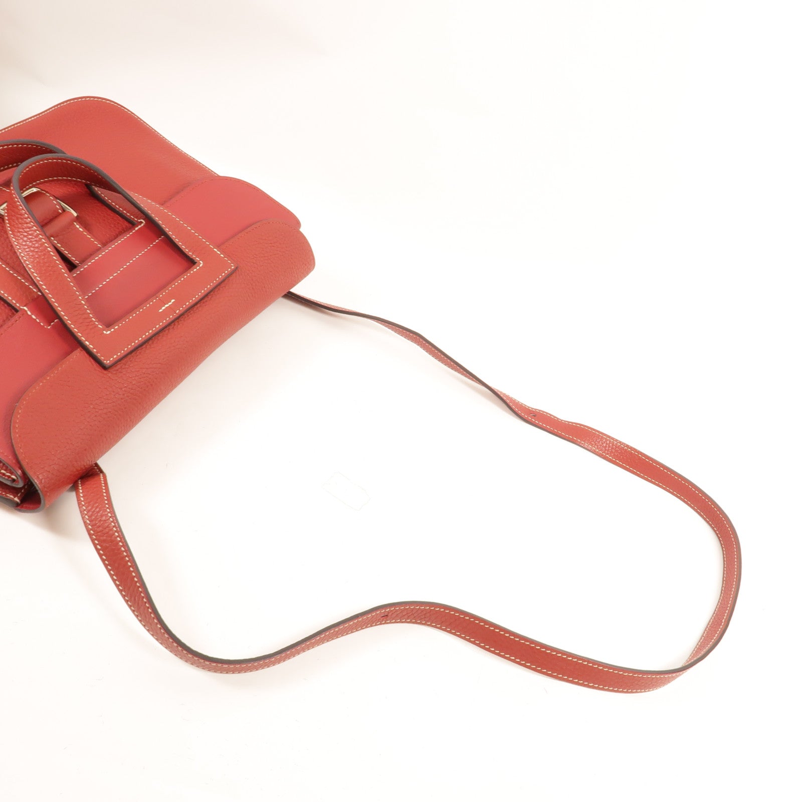 HERMES Clemence皮革Halzan 31手挽肩背兩用袋Rouge Grenat