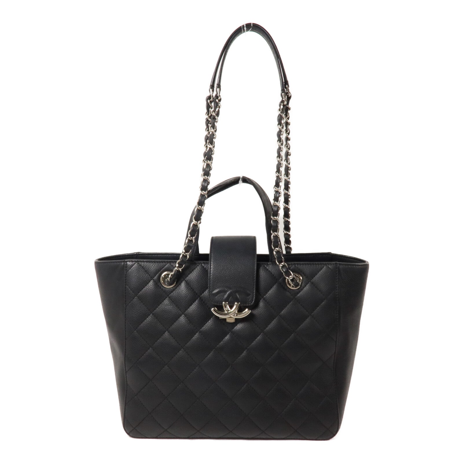 CHANEL 牛皮皮革CC Logo Shopping Bag鏈帶手挽肩背兩用袋