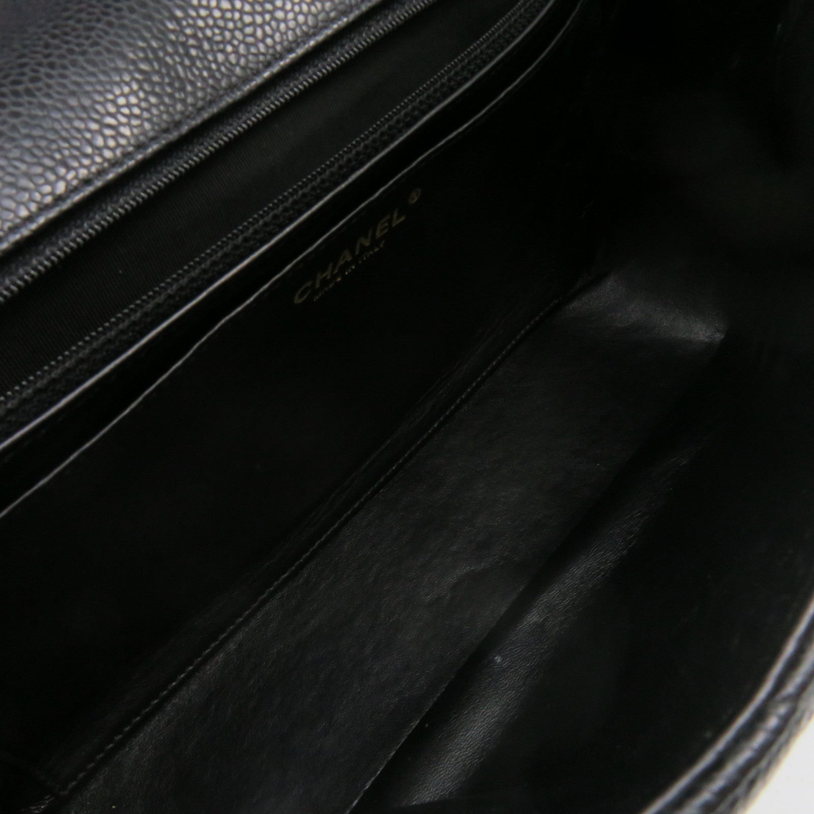 CHANEL 【激減優惠】菱格Caviar皮革Jumbo Single Flap Chain Shoulder Bag金扣鏈帶肩背袋黑色
