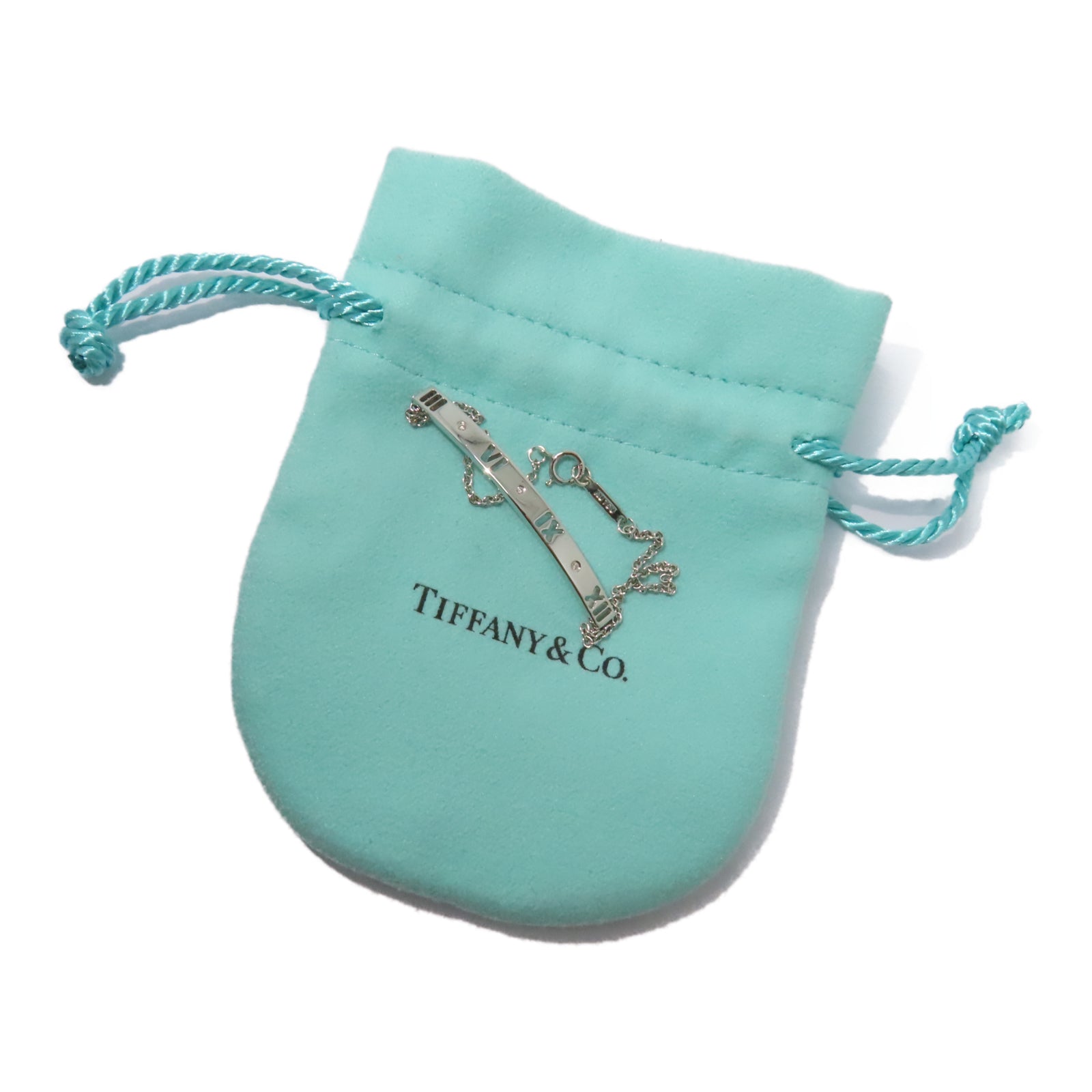 TIFFANY＆CO 18K白金Atlas Bar Pierced Bracelet手鏈