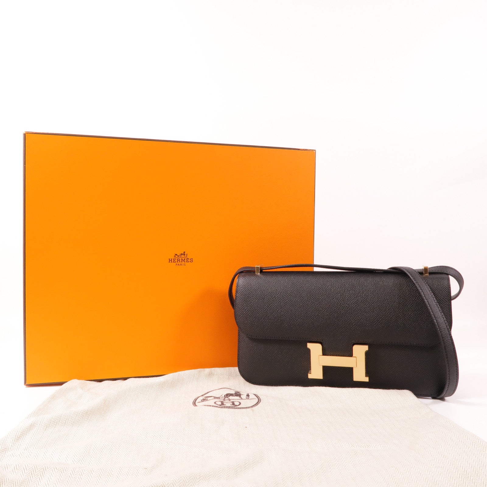 HERMES Epsom皮革Constance Elan金扣肩背袋