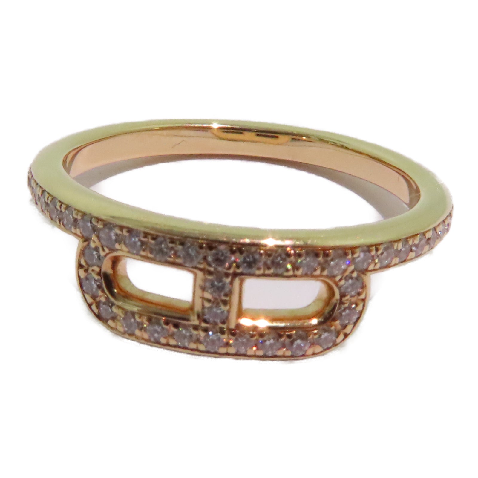 HERMES 18K玫瑰金Link D RingHermes#50 US#5