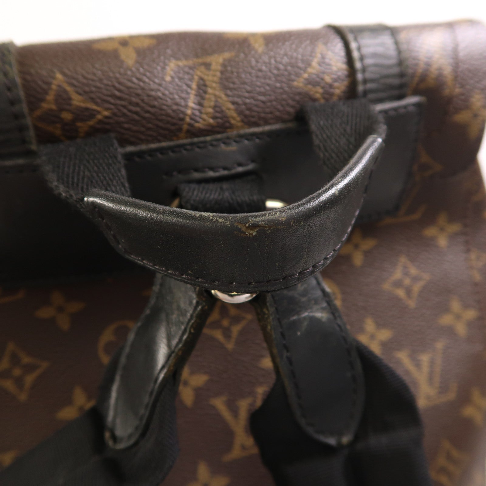 LOUIS VUITTON Monogram Macassar Christopher MM銀扣背包