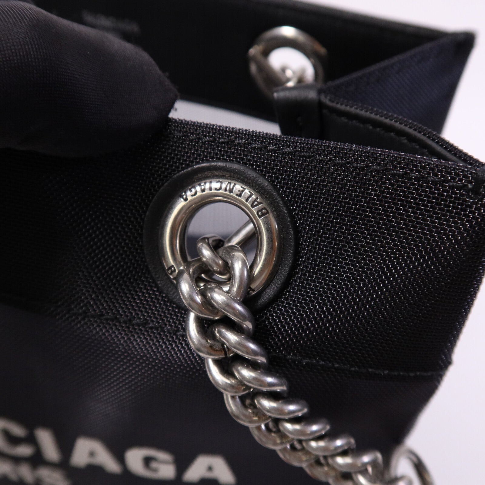 BALENCIAGA 尼龍Duty Free Small Tote Bag銀扣鏈帶手挽袋