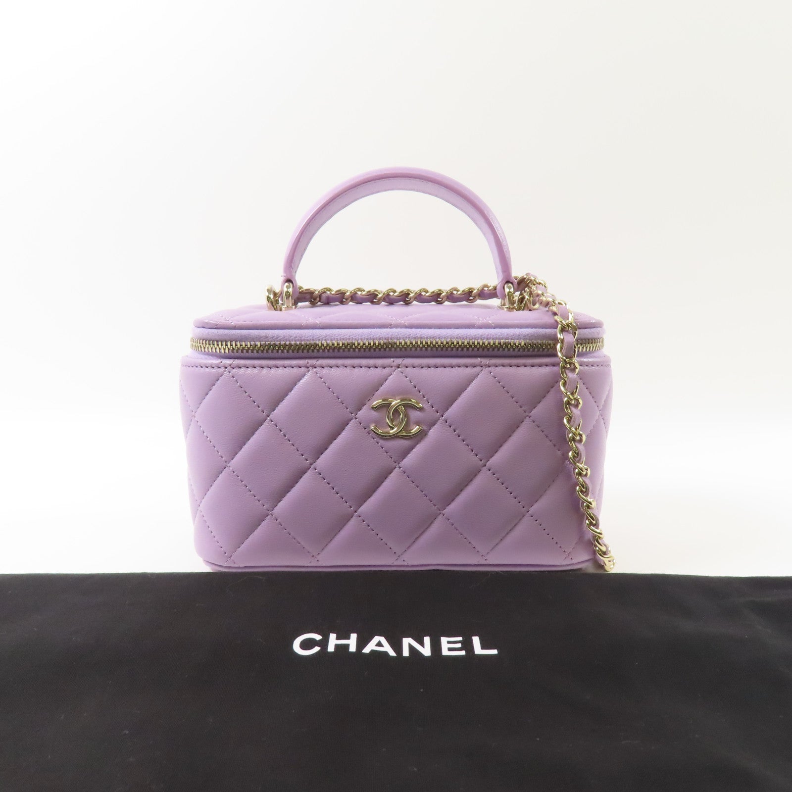 CHANEL 羊皮皮革Vanity Case金扣手挽肩背兩用袋