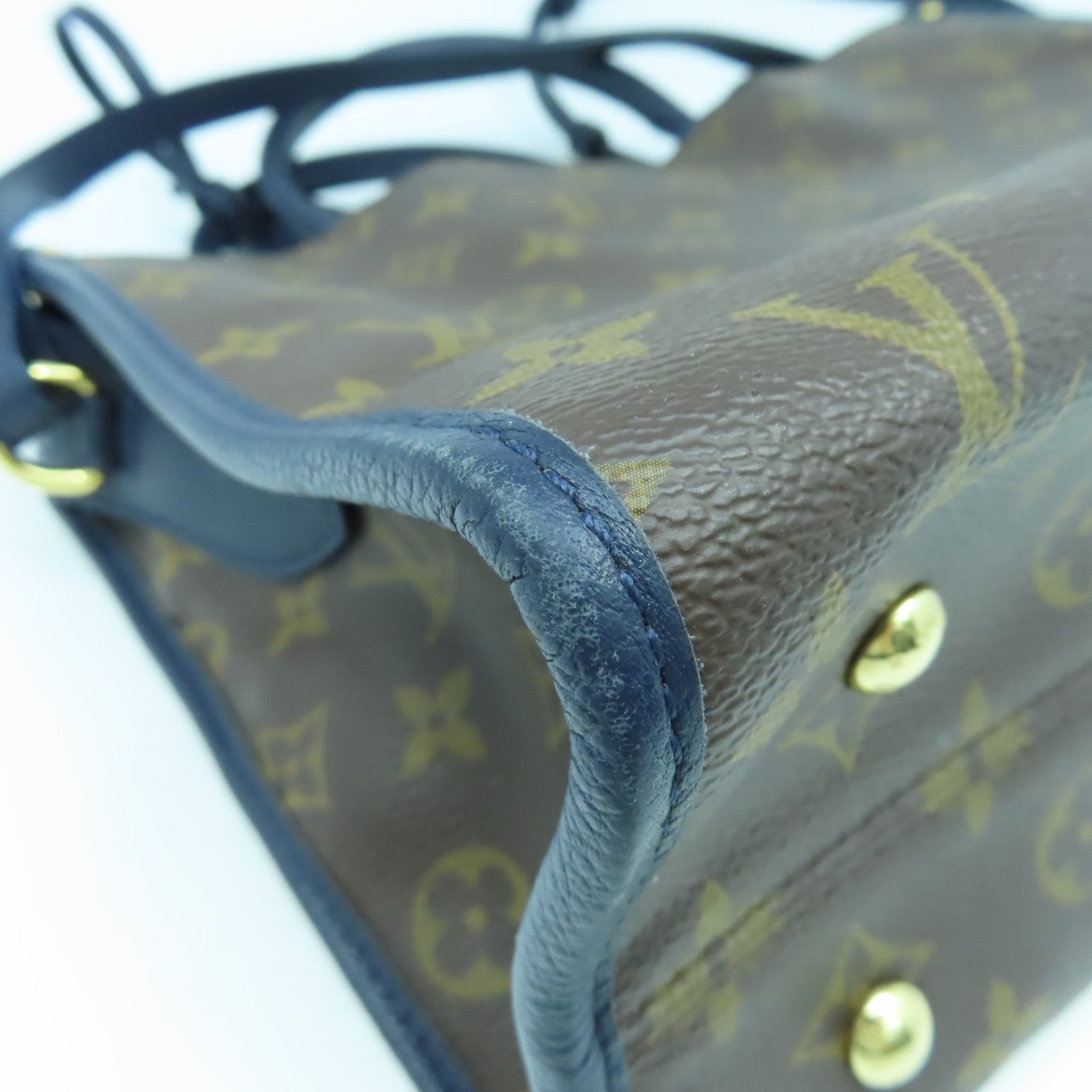 LOUIS VUITTON Monogram Popincourt MM金扣手挽肩背兩用袋啡色/藍色