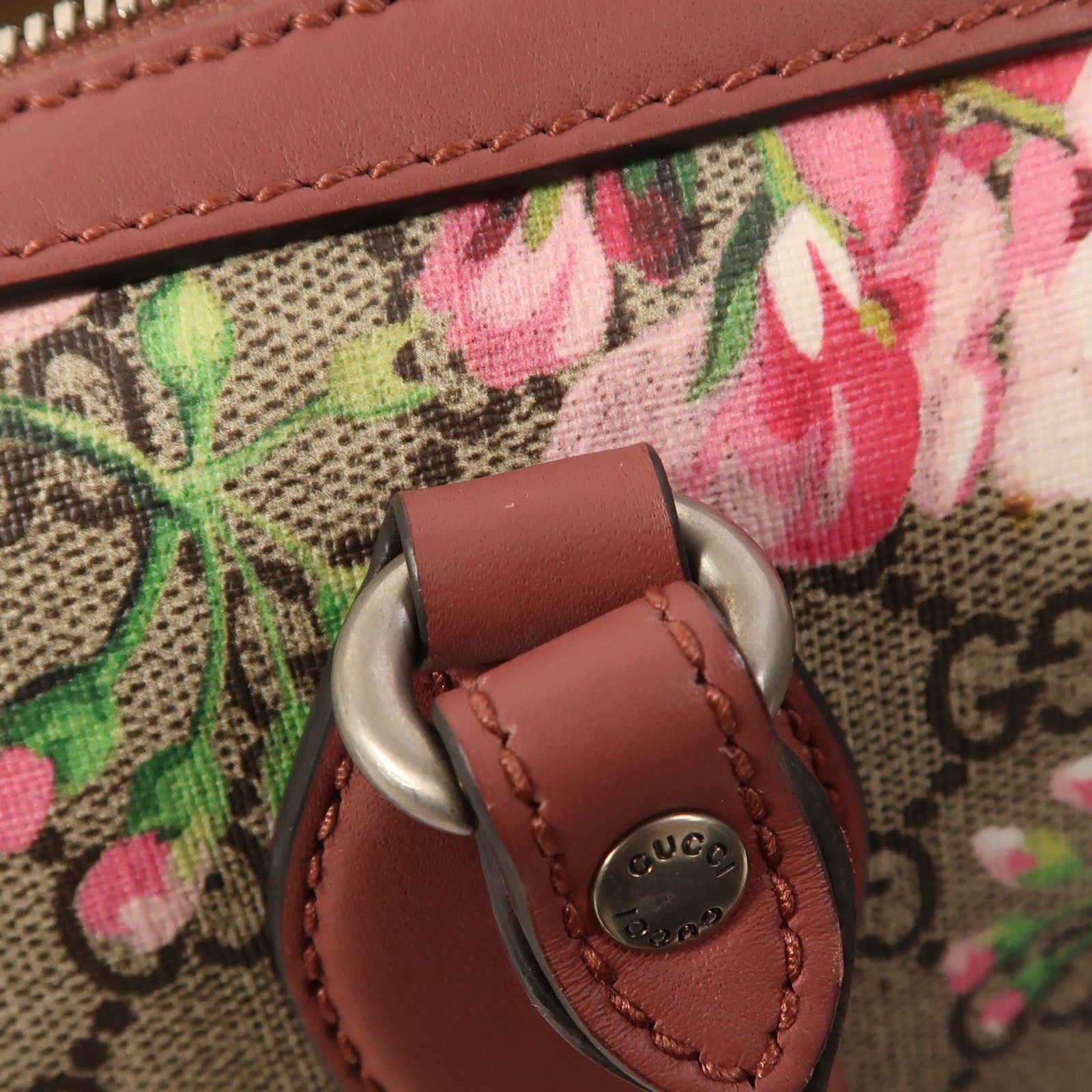 GUCCI 塗層帆布Boston Bag銀扣波士頓包