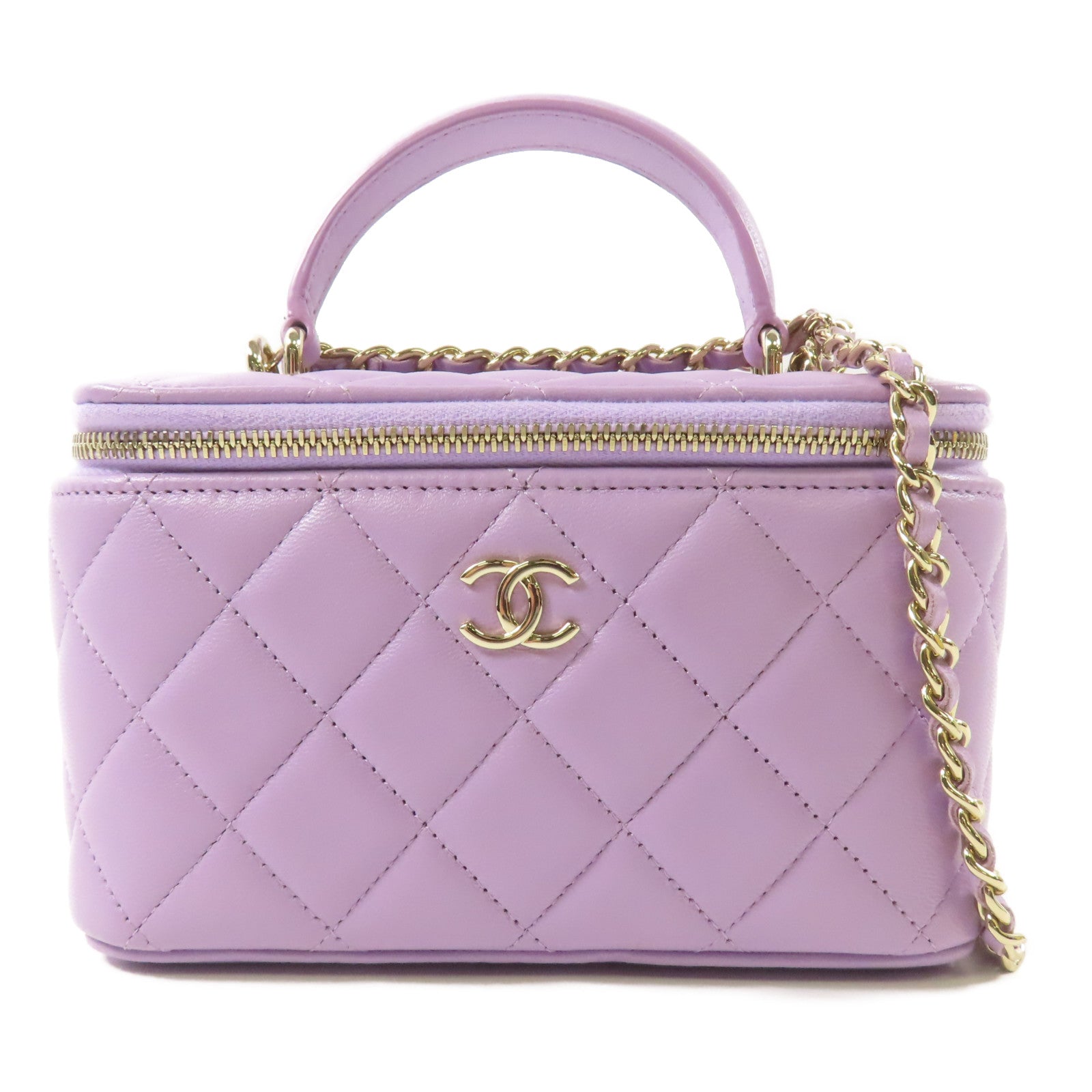 CHANEL 羊皮皮革Vanity Case金扣手挽肩背兩用袋