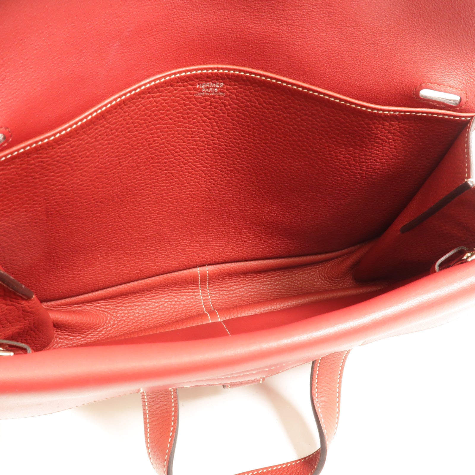 HERMES Clemence皮革Halzan 31手挽肩背兩用袋Rouge Grenat