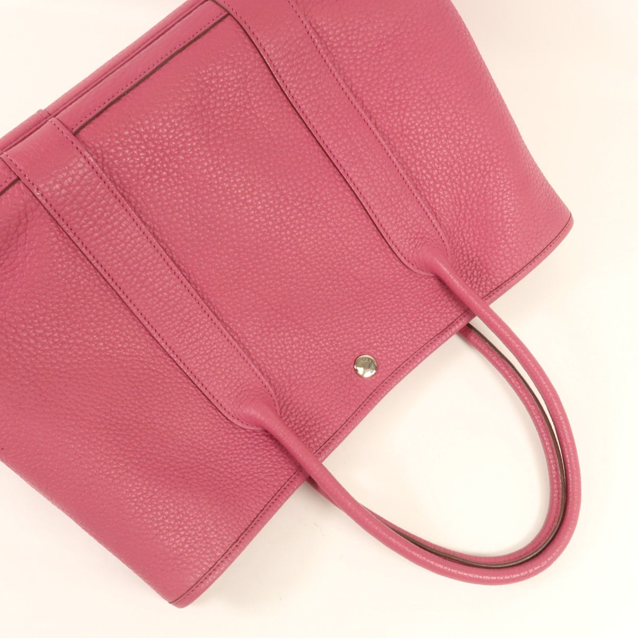 HERMES Clemence皮革Garden Party PM銀扣手挽袋Tosca