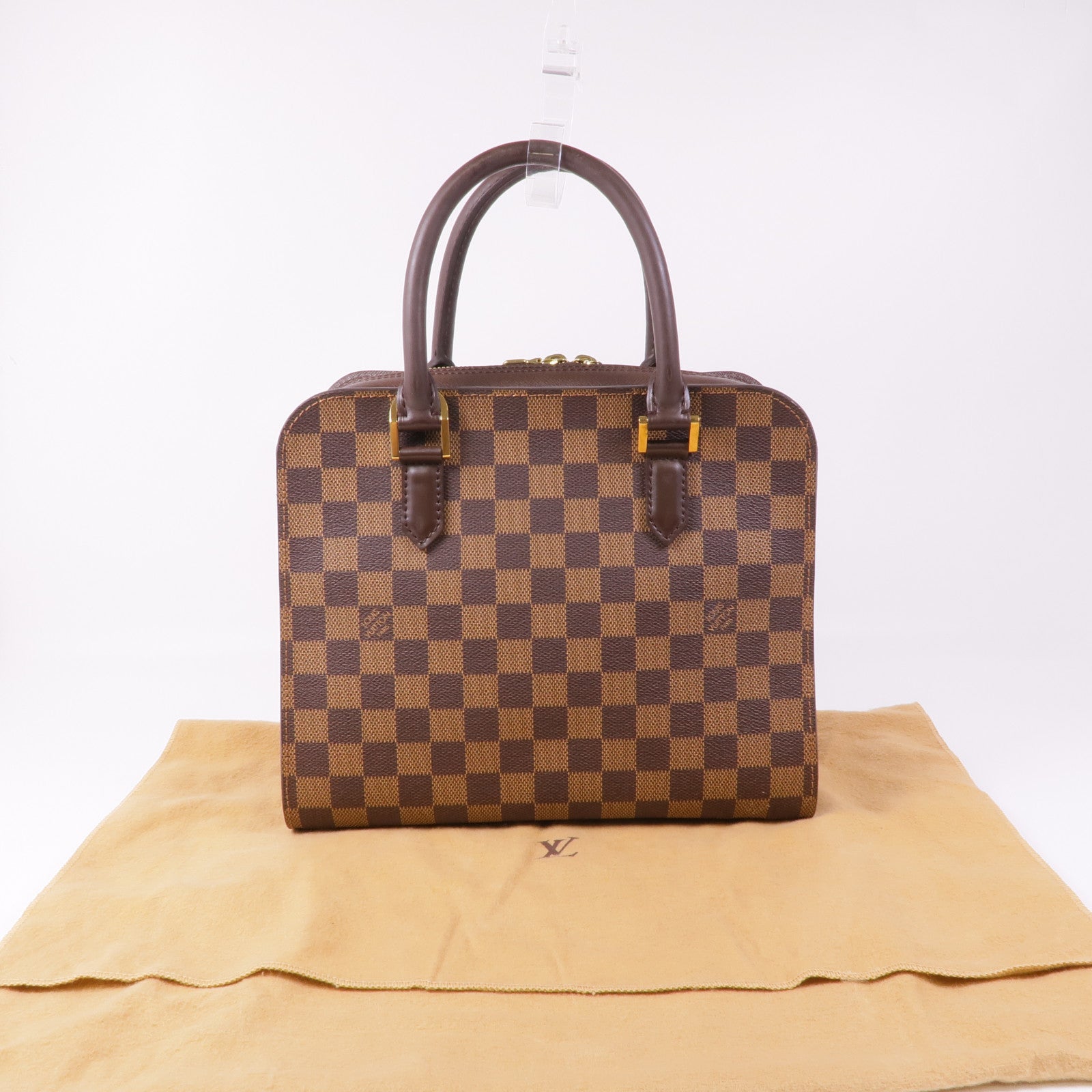 LOUIS VUITTON Damier Triana金扣手挽袋