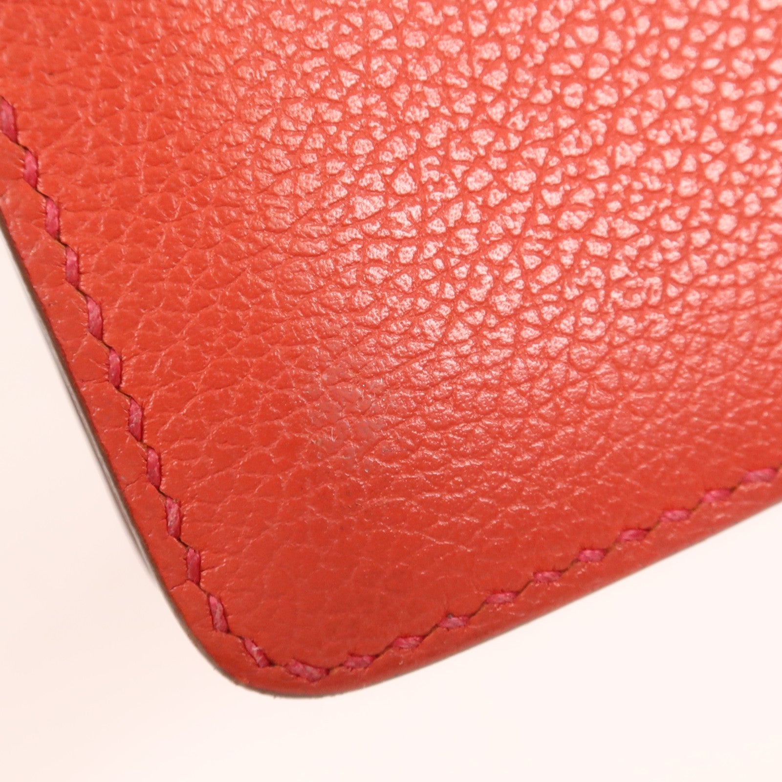 HERMES Clemence皮革Roulis Mini銀扣肩背袋Rouge Tomate