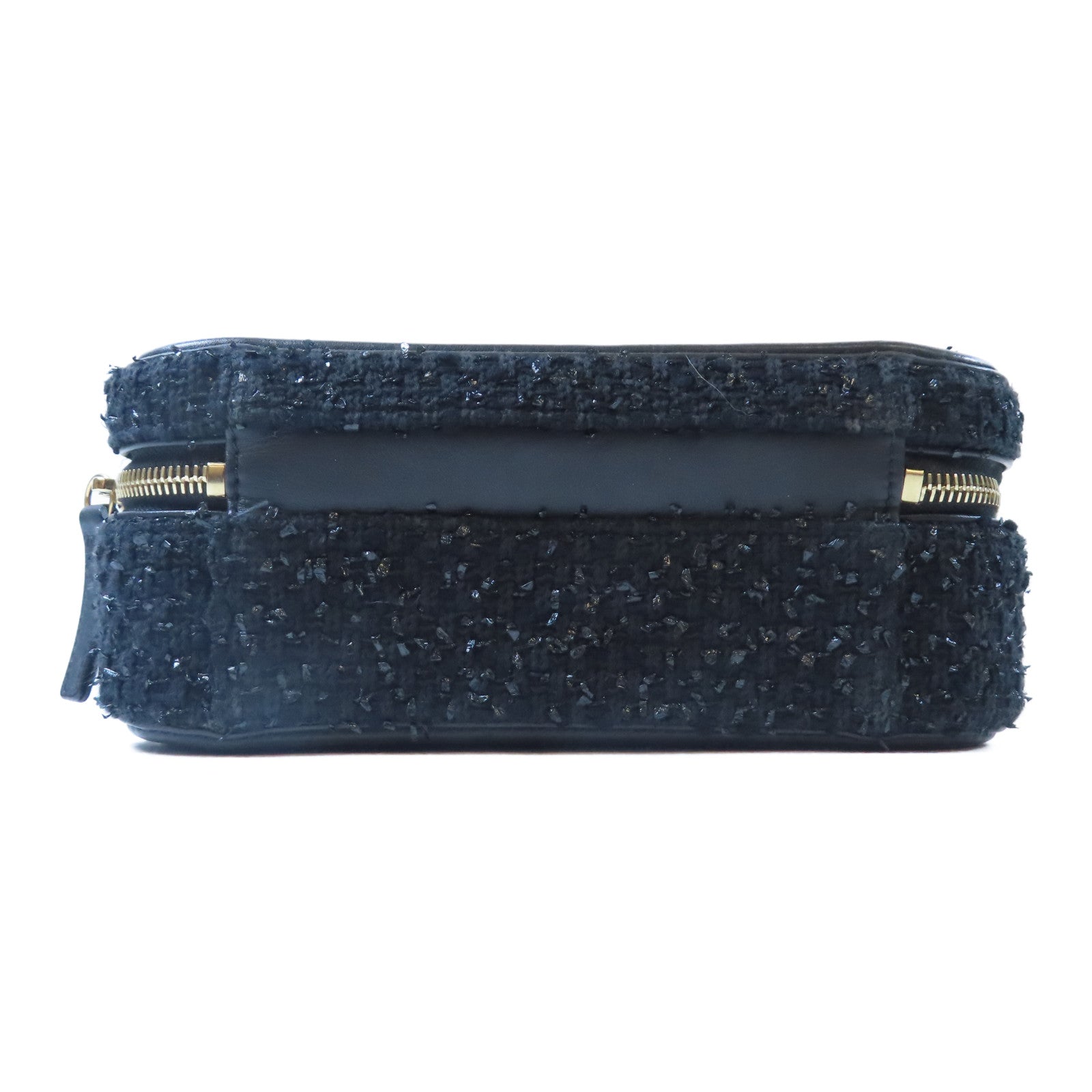 CHANEL 【激減優惠】菱格Tweed Vanity Case金扣鏈帶手挽肩背兩用袋黑色