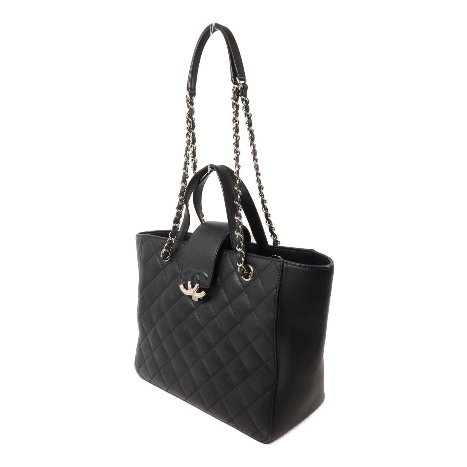 CHANEL 牛皮皮革CC Logo Shopping Bag鏈帶手挽肩背兩用袋