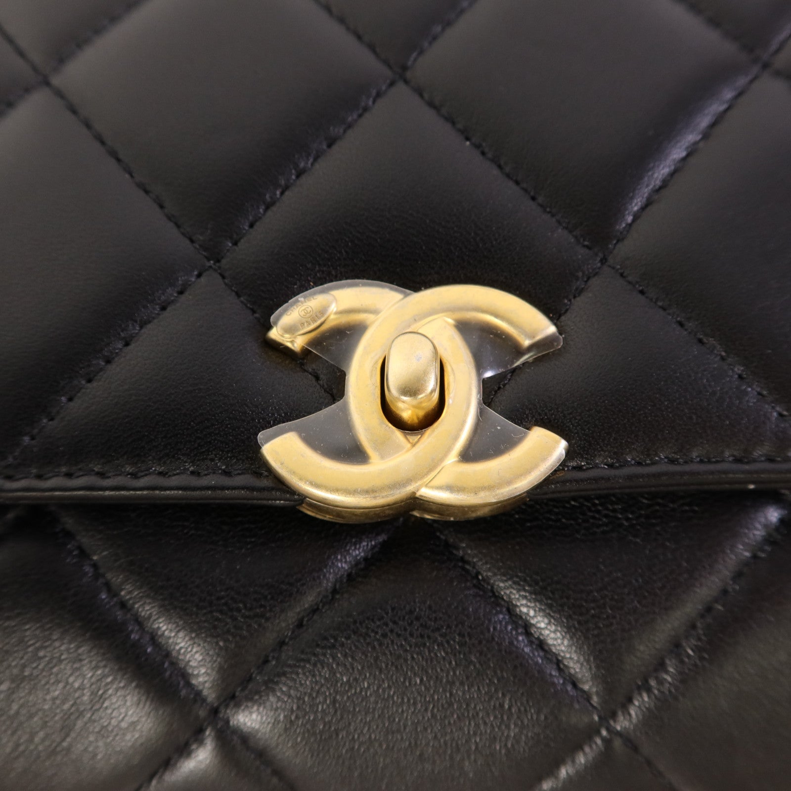 CHANEL 羊皮皮革2 Way Shoulder Bag金扣手挽肩背兩用袋