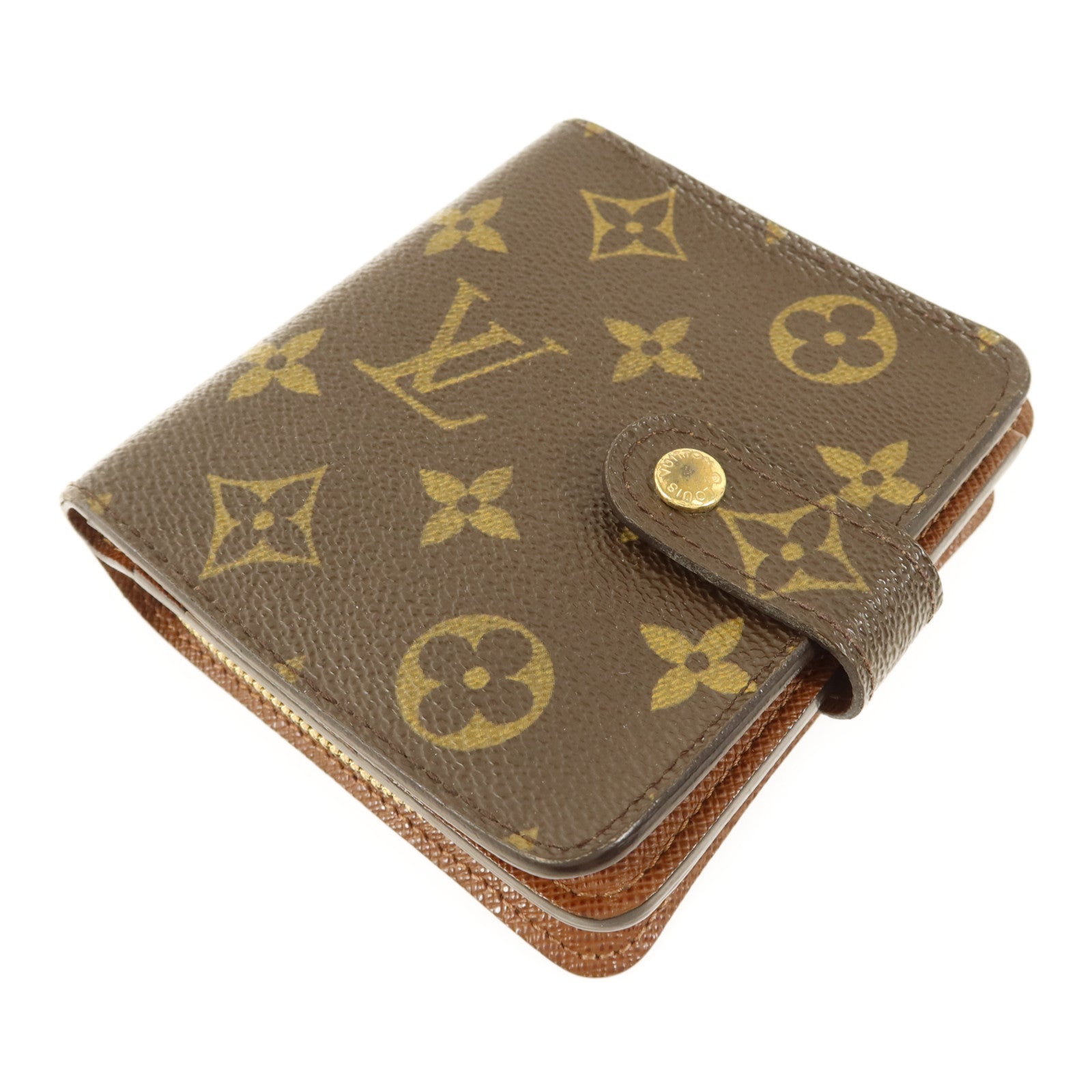 LOUIS VUITTON Monogram Compact Zipper Wallet金扣錢包