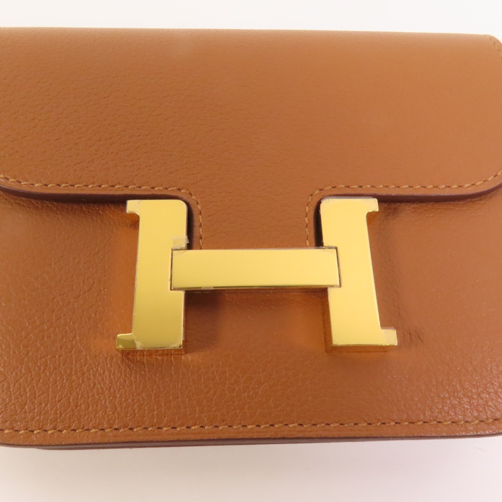 HERMES Evercolor皮革Constance Slim Bicolor金扣錢包Gold