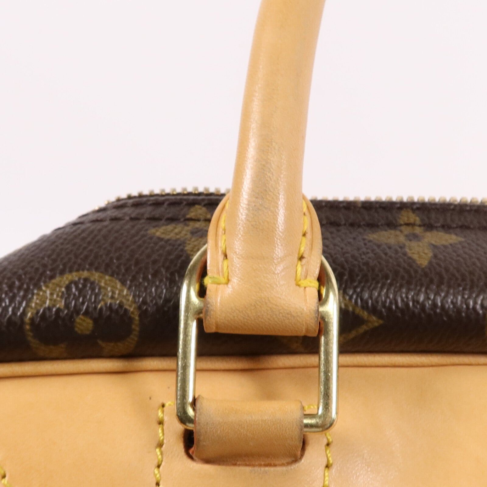 LOUIS VUITTON Monogram Deauville金扣手挽袋棕色