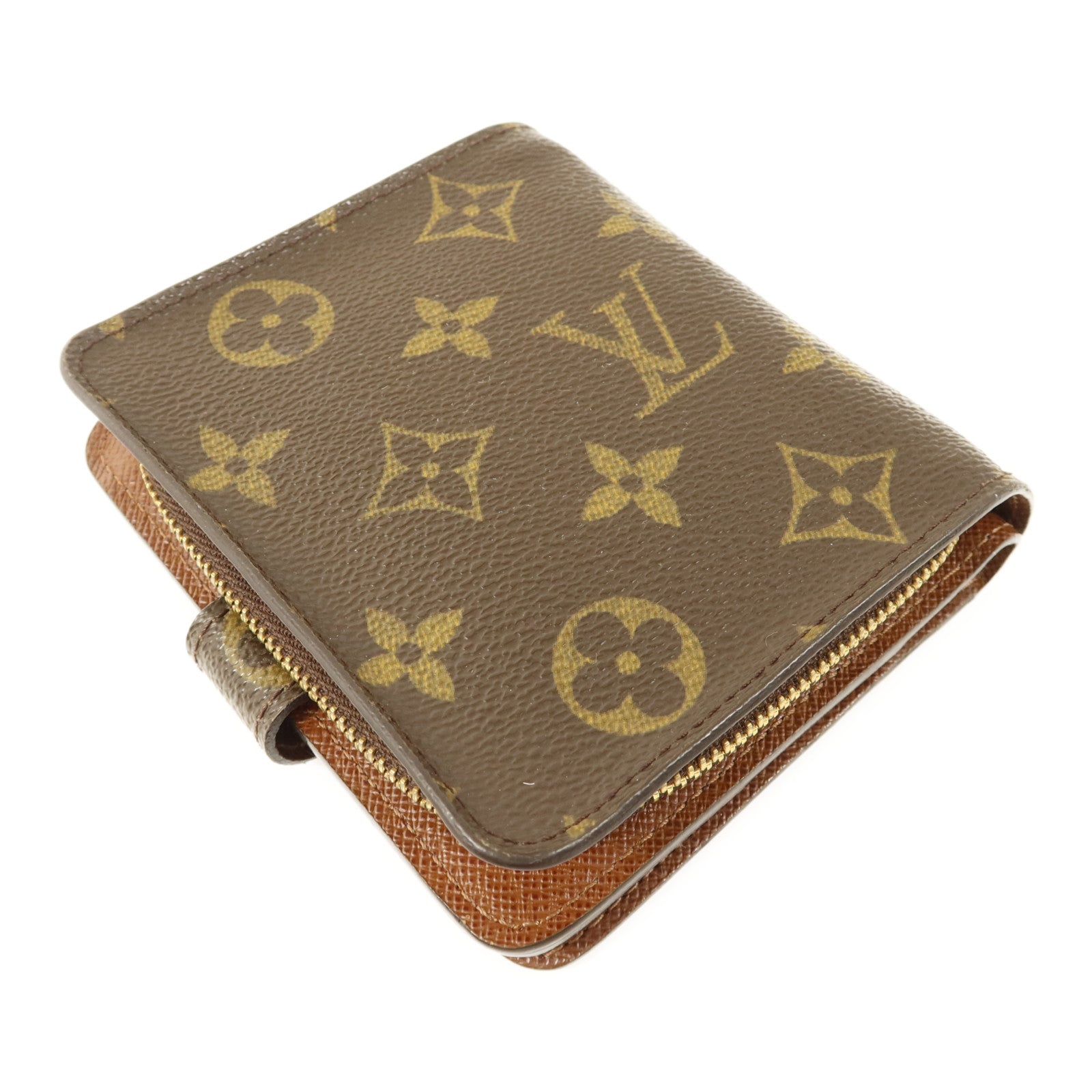 LOUIS VUITTON Monogram Compact Zipper Wallet金扣錢包