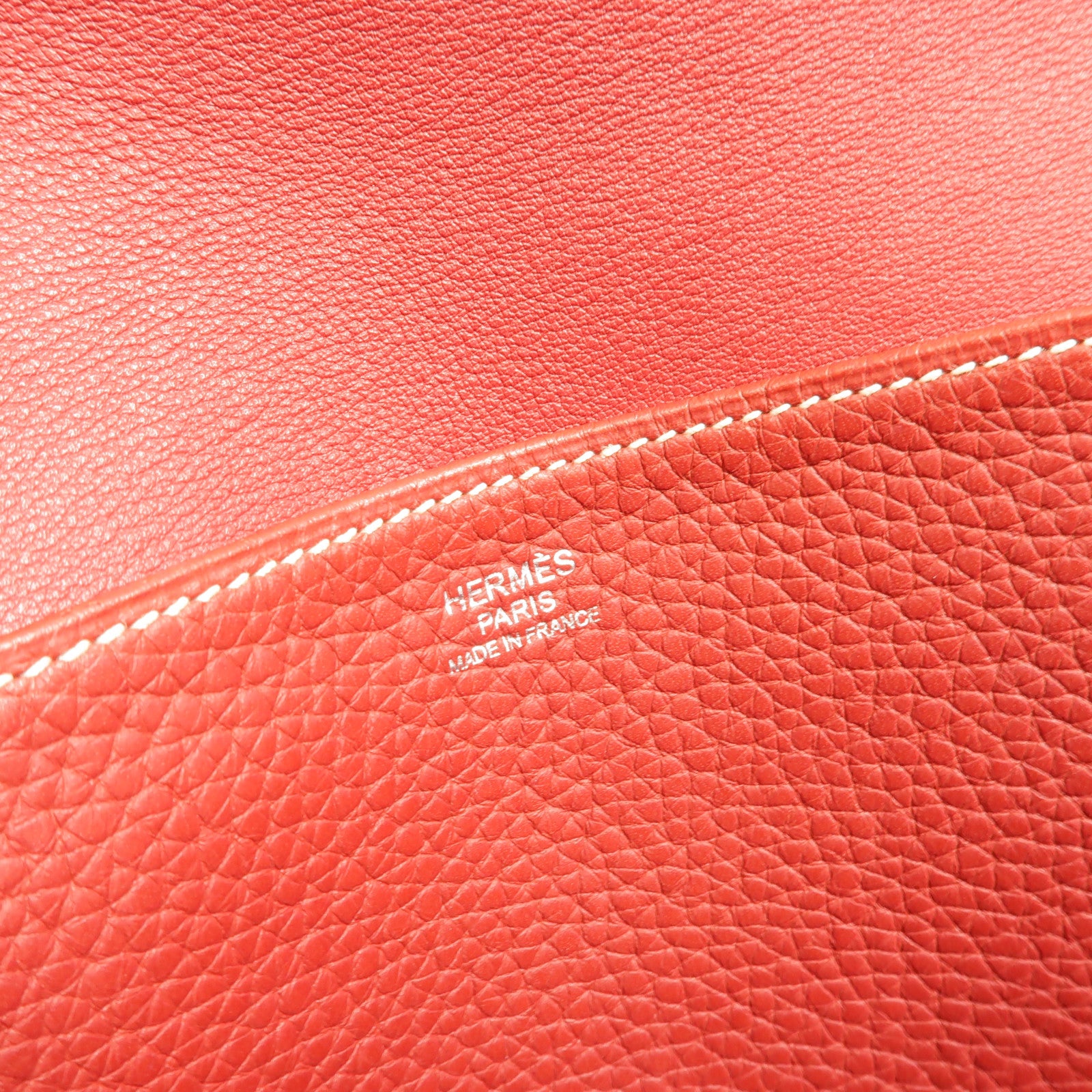 HERMES Clemence皮革Halzan 31手挽肩背兩用袋Rouge Grenat
