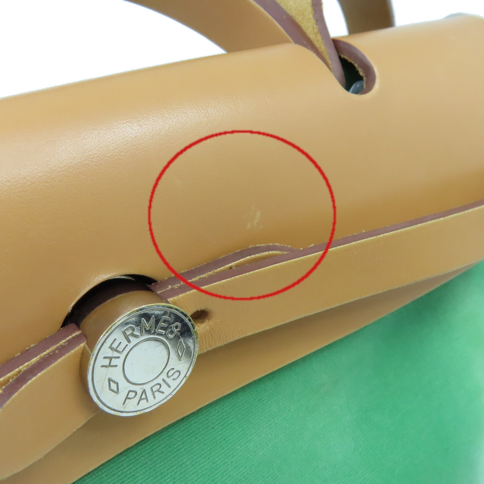 HERMES 帆布Herbag PM 2Way Shoulder Bag銀扣手挽肩背兩用袋Cactus鴨綠色