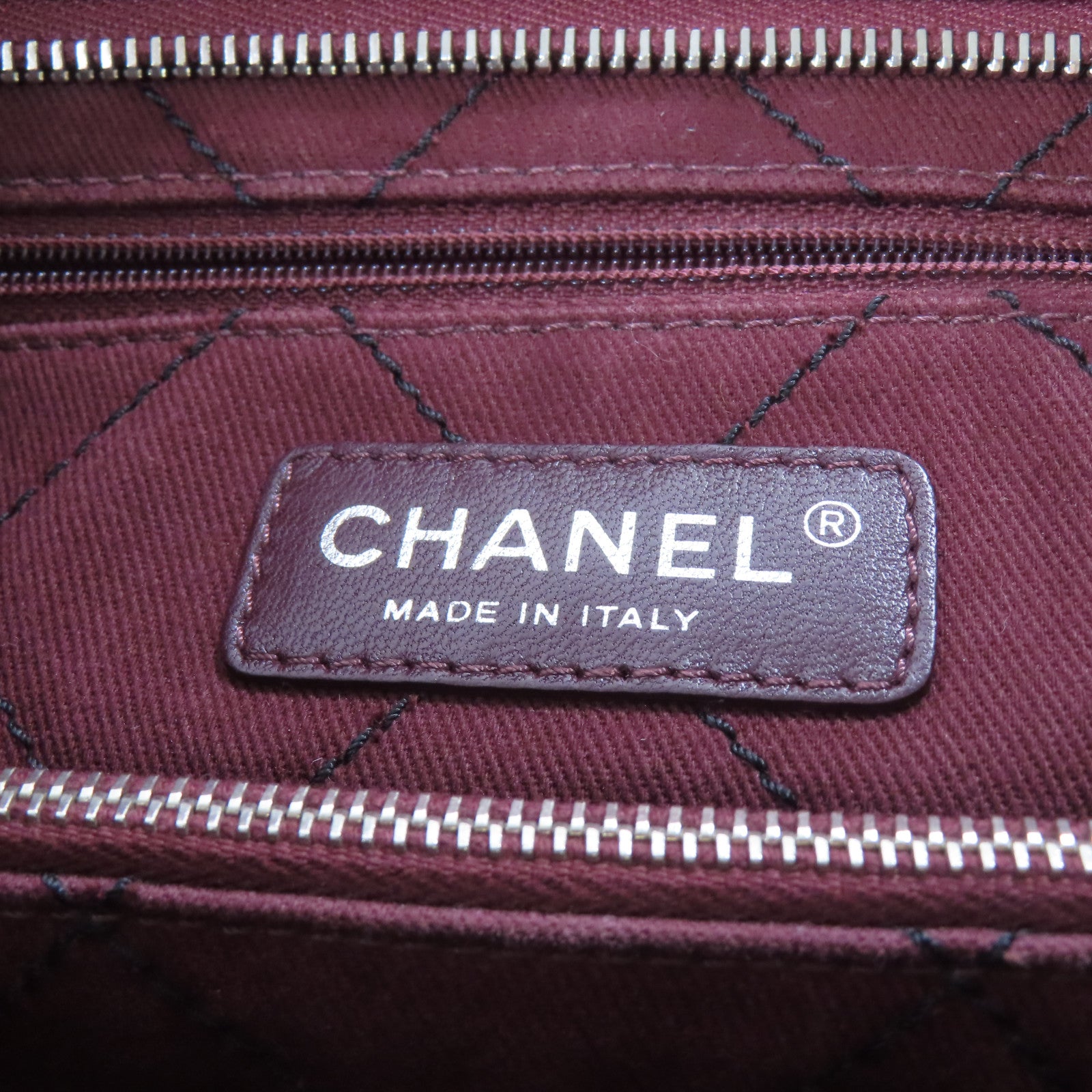CHANEL 菱格Caviar皮革Totebag鏈帶手挽袋銀扣黑色