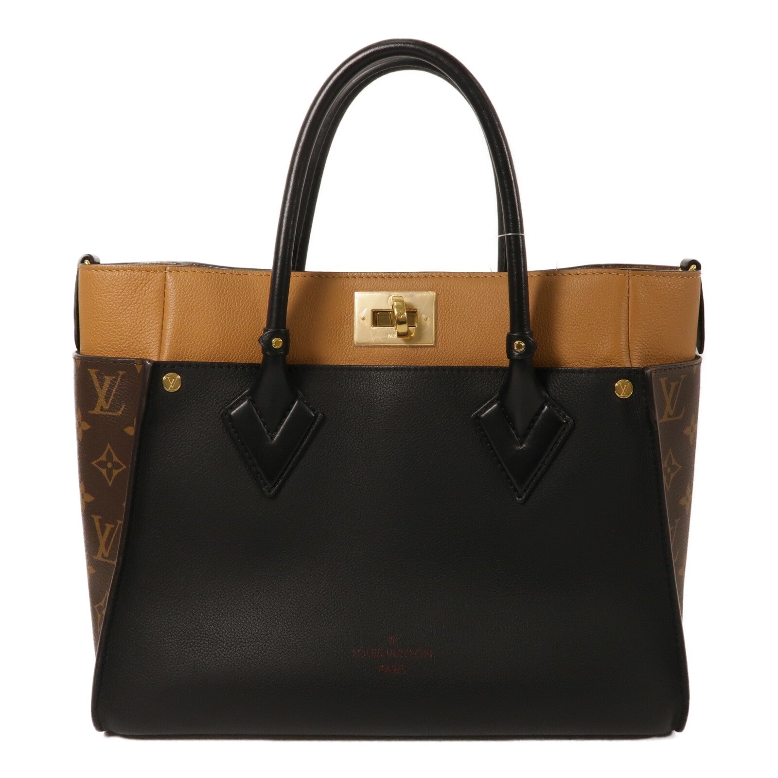 LOUIS VUITTON Monogram/牛皮皮革On My Side MM手挽肩背兩用袋