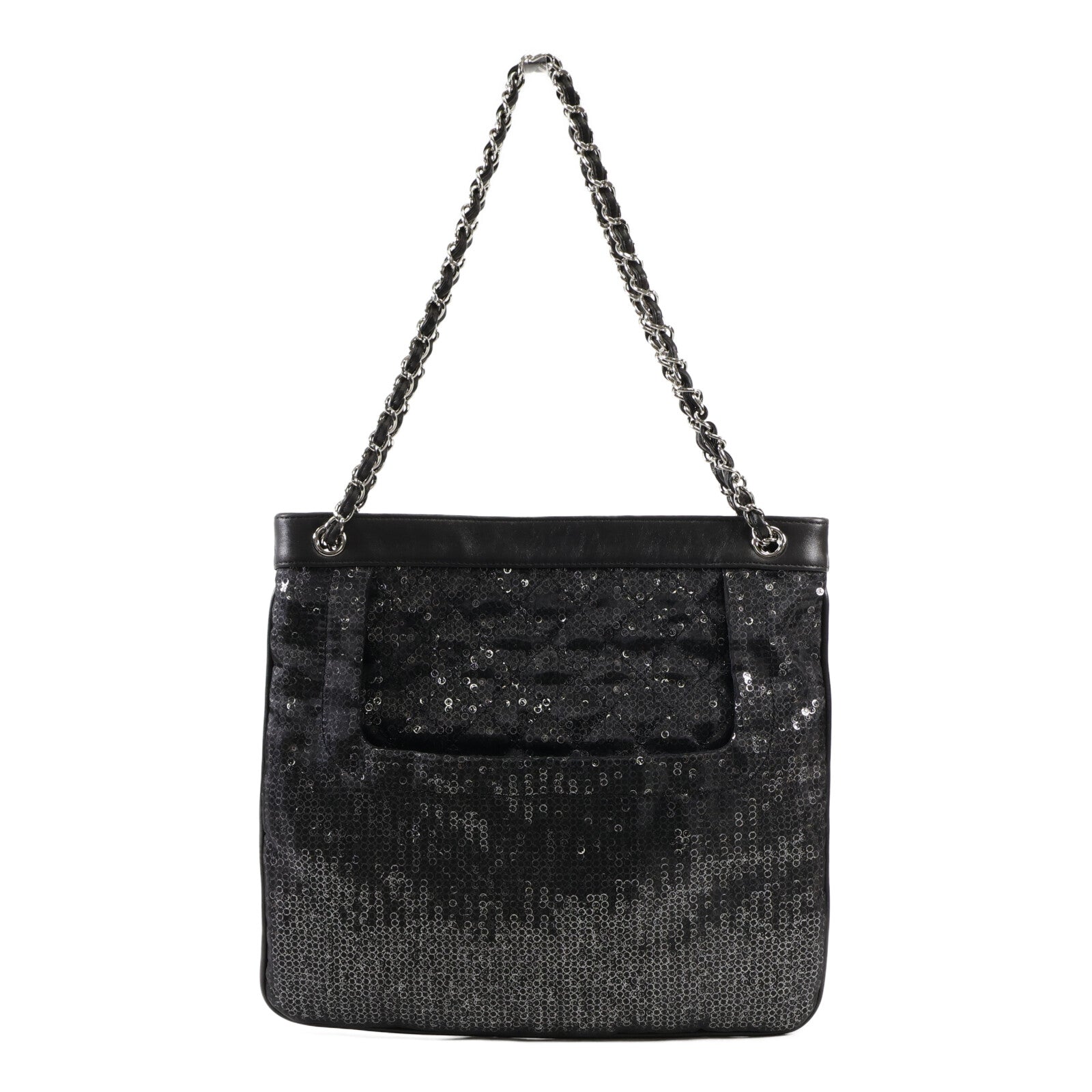 CHANEL 羊皮皮革/珠片Shoulder Bag銀扣肩背袋