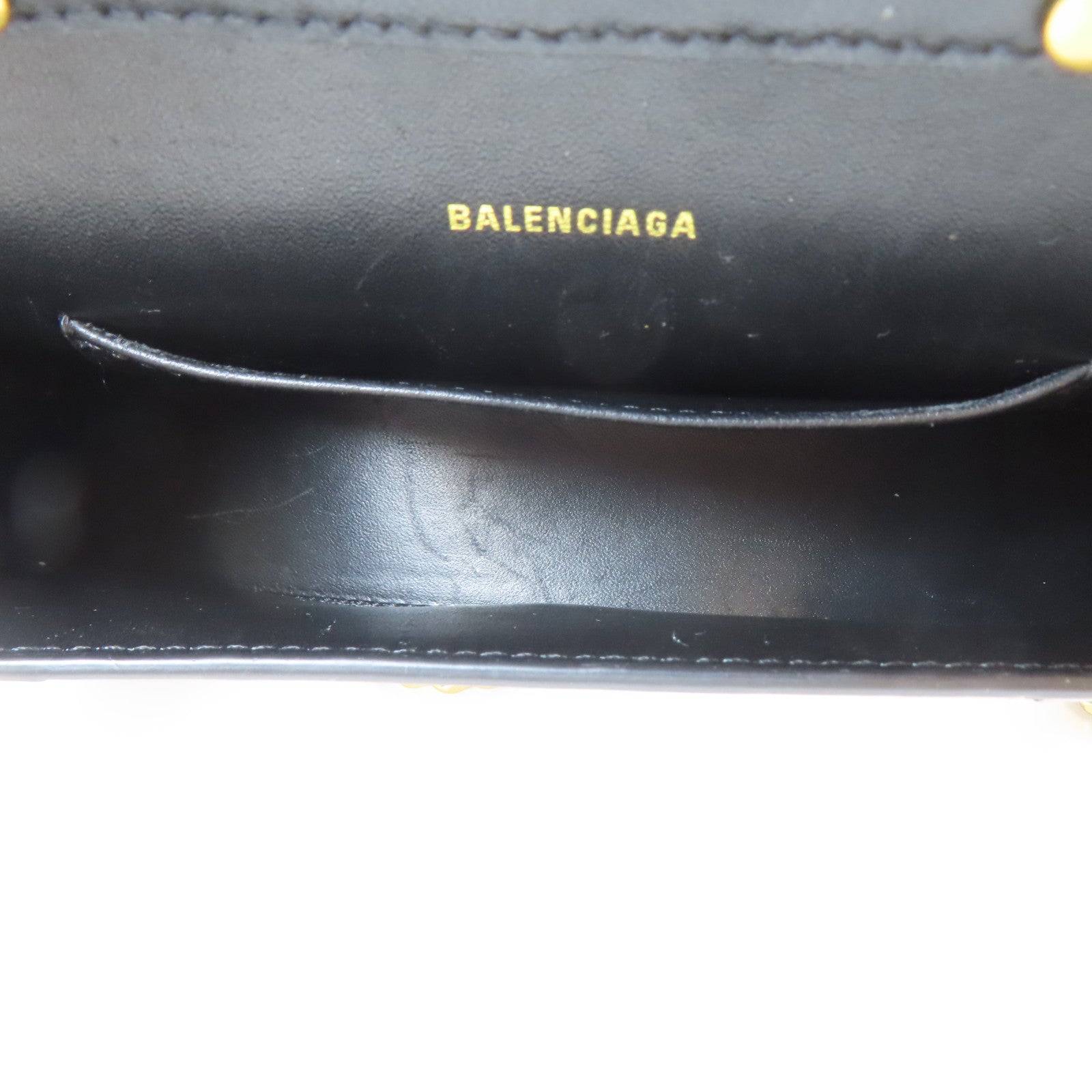 BALENCIAGA 皮革Hourglass金扣鏈帶肩背袋黑色