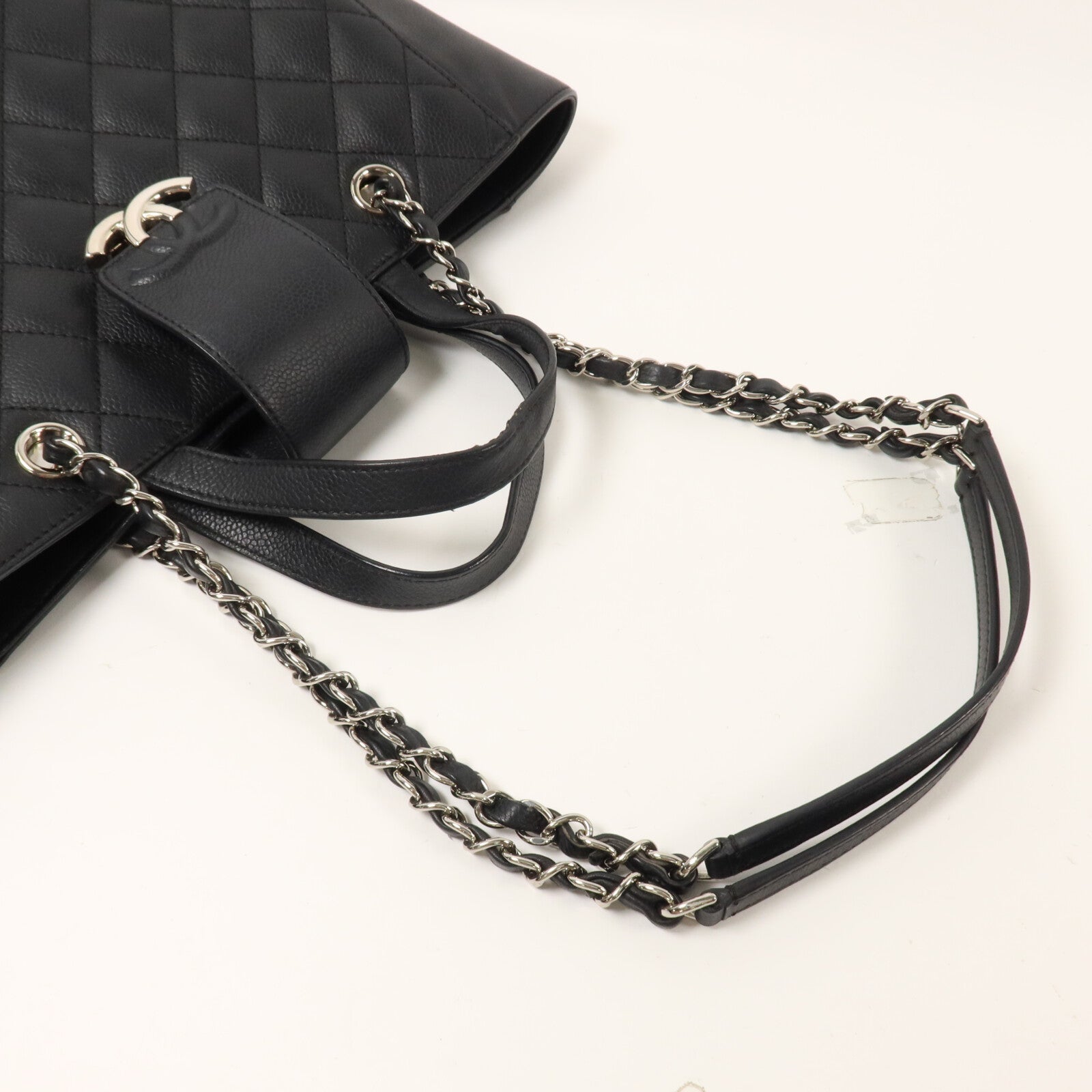 CHANEL 牛皮皮革CC Logo Shopping Bag鏈帶手挽肩背兩用袋