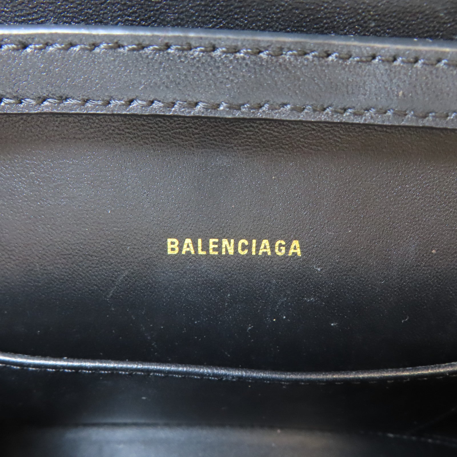 BALENCIAGA 皮革Hourglass金扣鏈帶肩背袋黑色