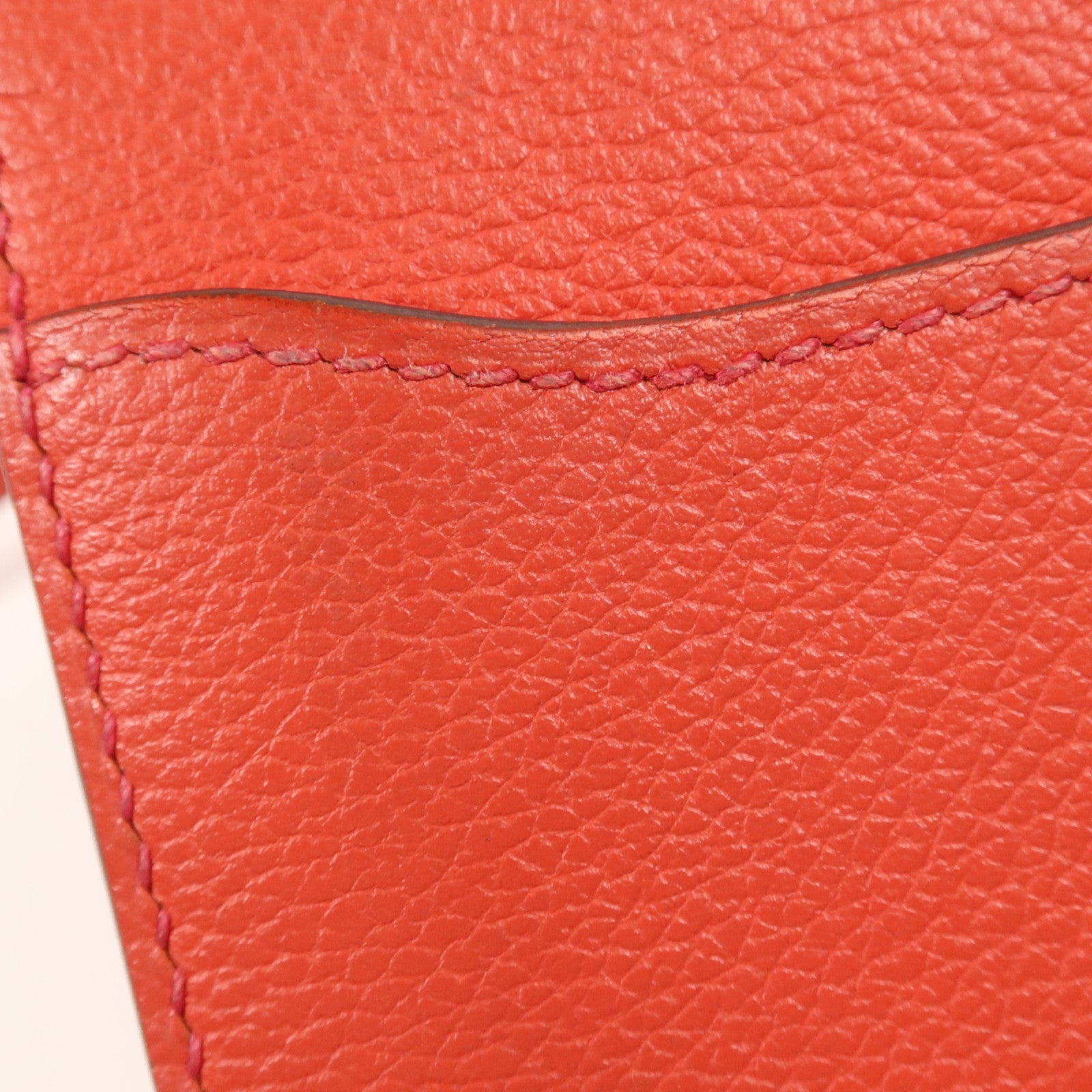 HERMES Clemence皮革Roulis Mini銀扣肩背袋Rouge Tomate