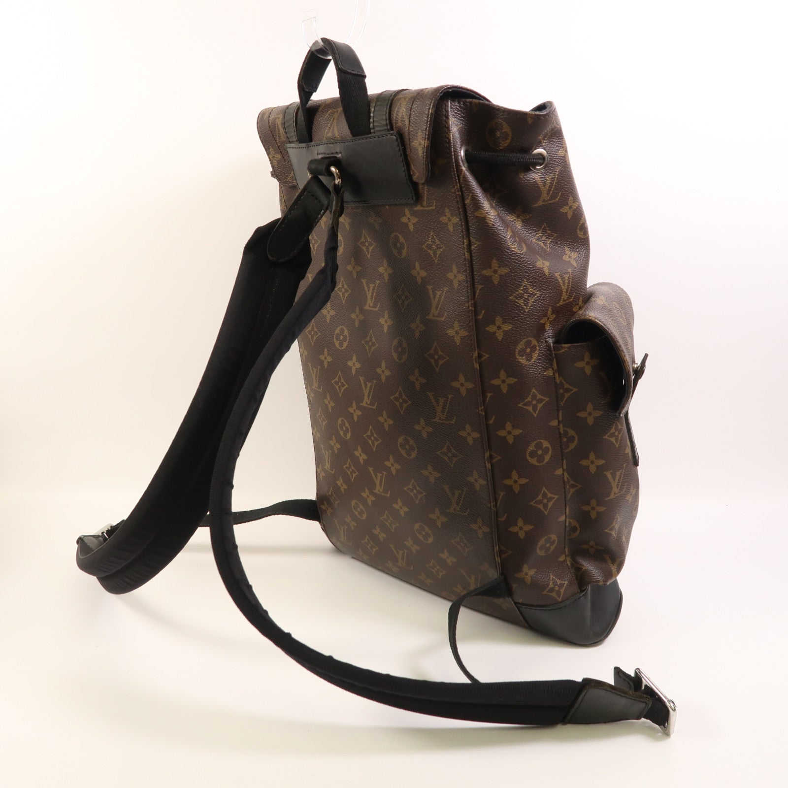 LOUIS VUITTON Monogram Macassar Christopher MM銀扣背包