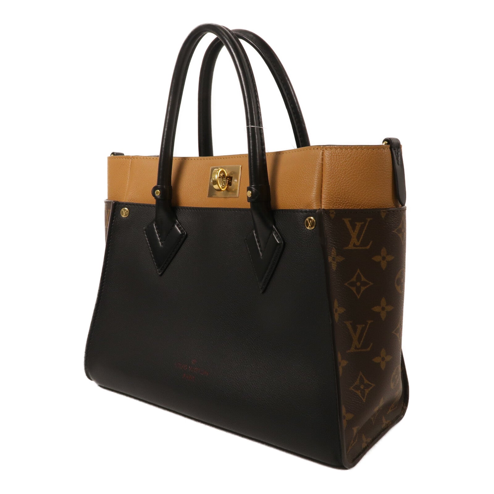 LOUIS VUITTON Monogram/牛皮皮革On My Side MM手挽肩背兩用袋
