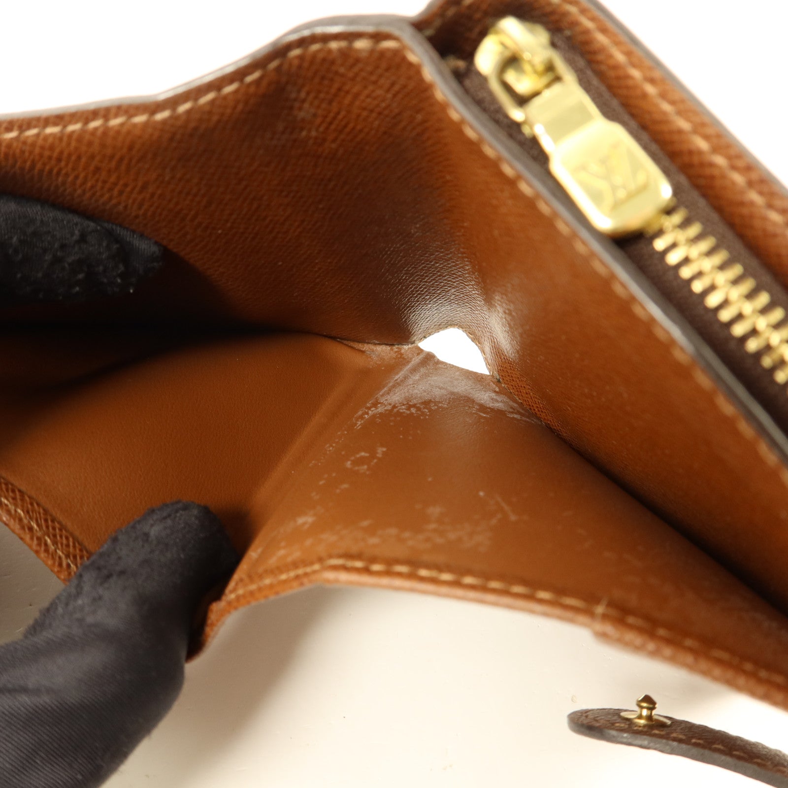 LOUIS VUITTON Monogram Compact Zipper Wallet金扣錢包