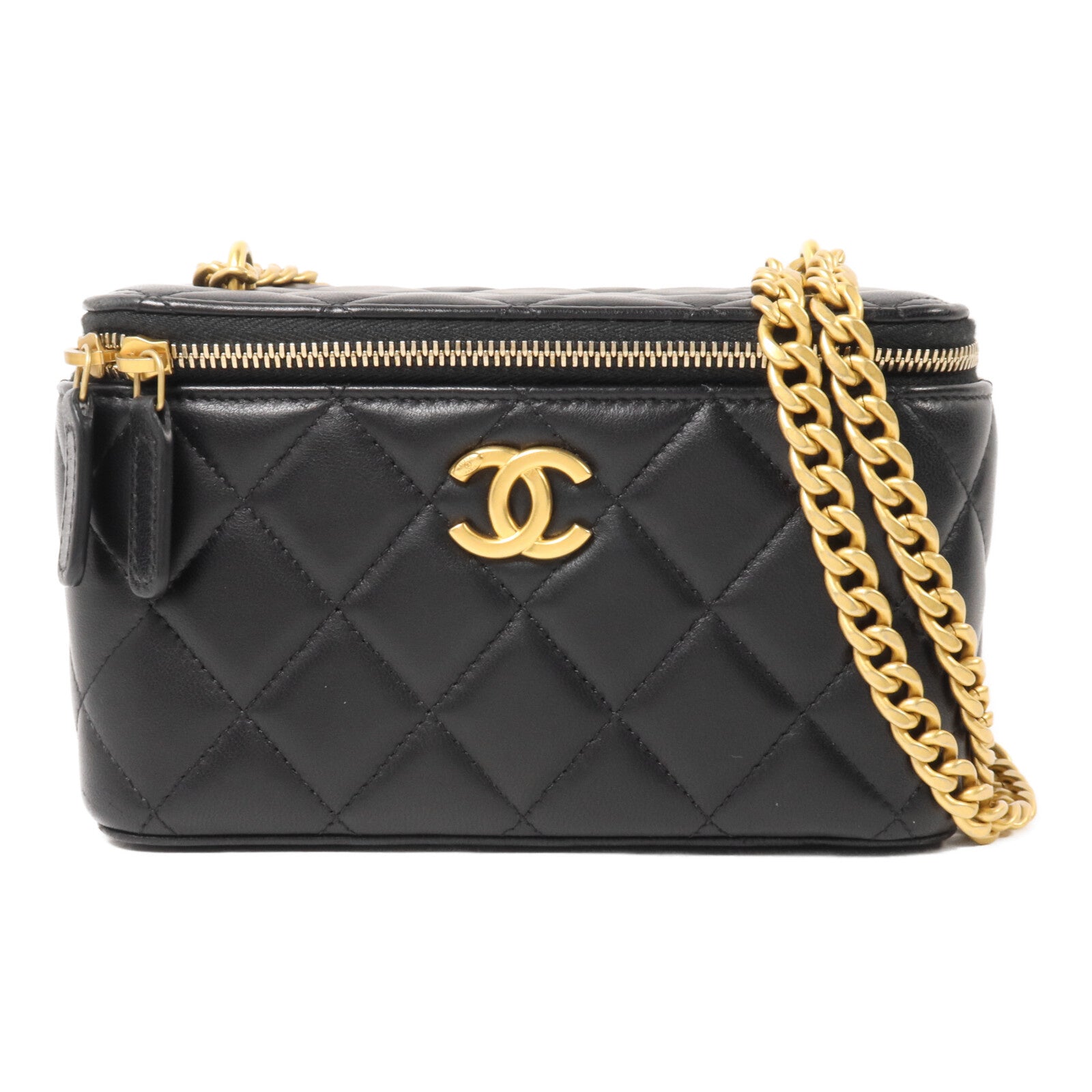 CHANEL 羊皮皮革Vanity Case鏈帶肩背袋