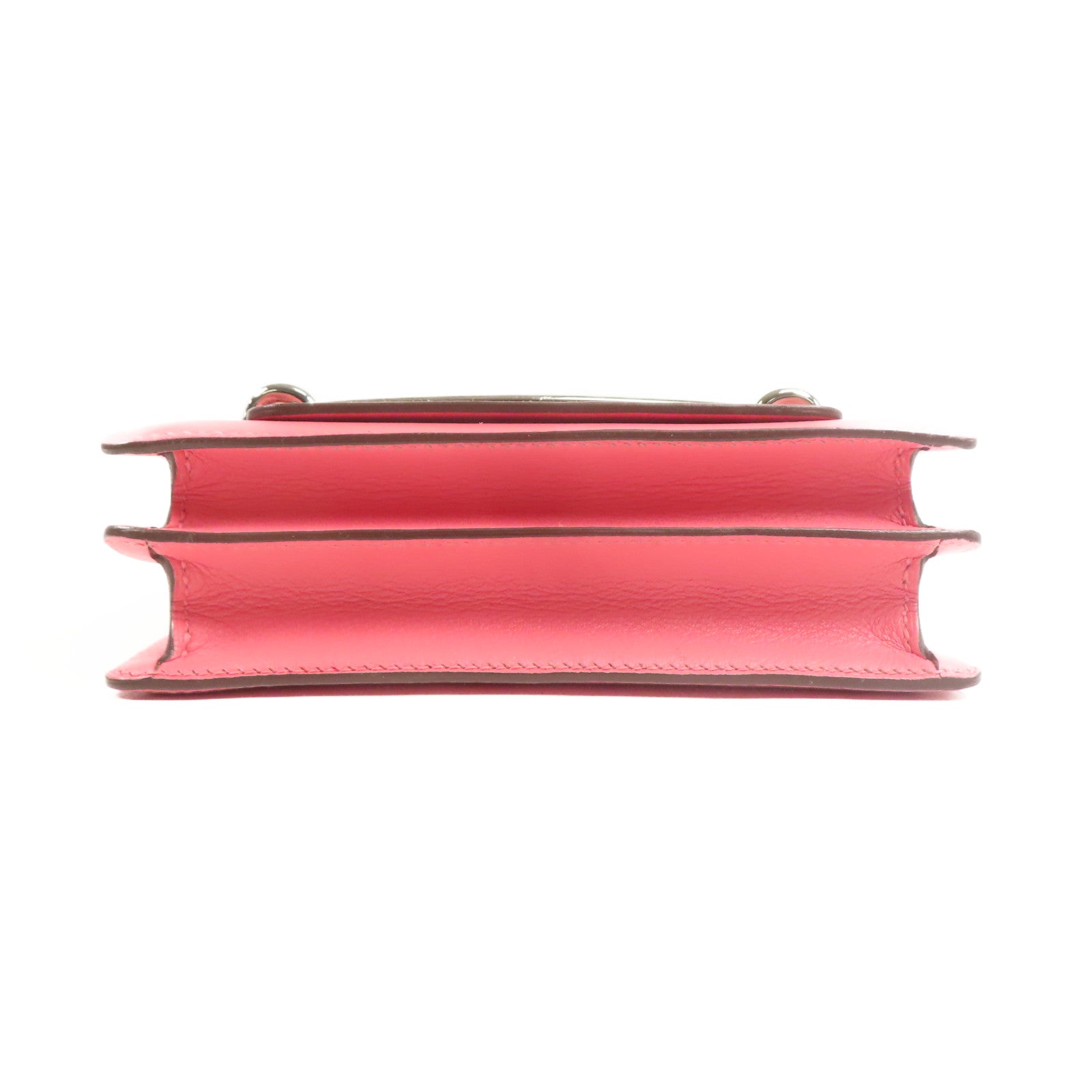 HERMES Evercolor皮革Mini Roulis銀扣肩背袋Rose Azalee