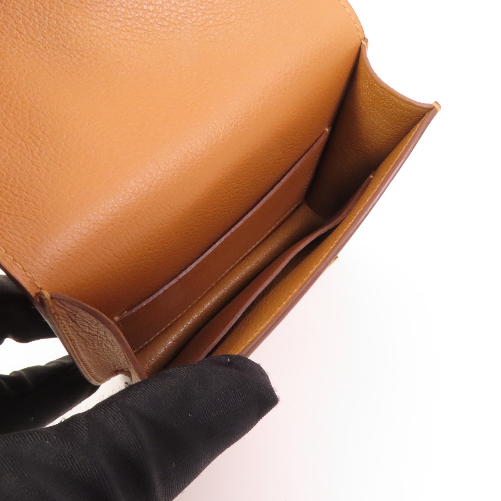 HERMES Evercolor皮革Constance Slim Bicolor金扣錢包Gold