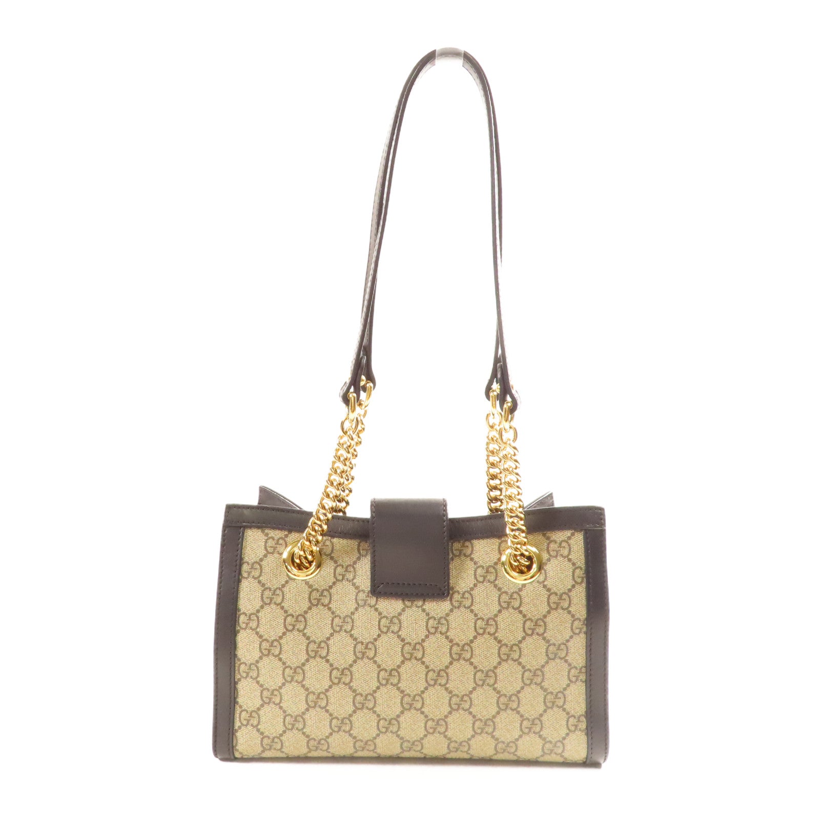 GUCCI 【激減優惠】塗層帆布Padlock Small GG金扣鏈帶肩背袋