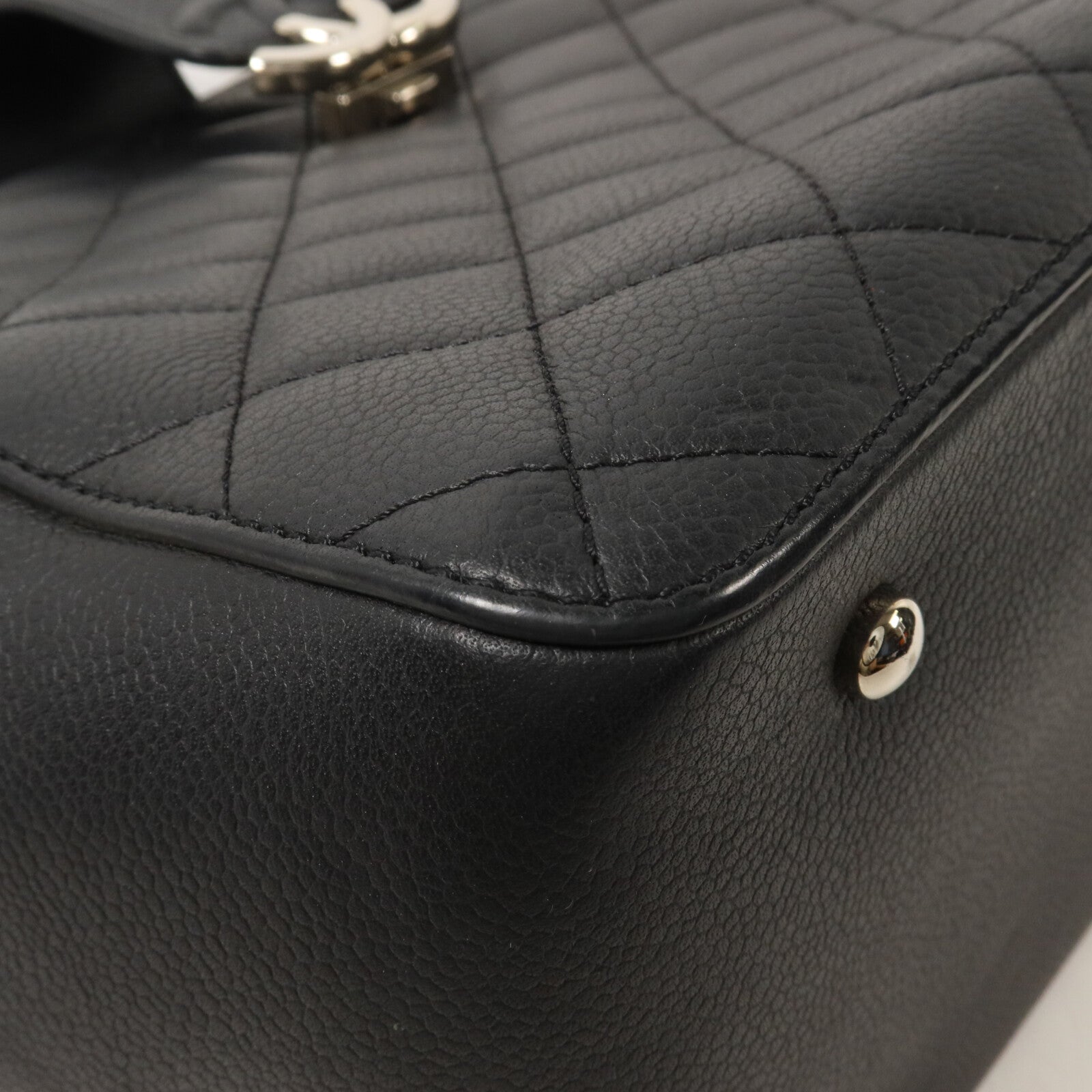 CHANEL 牛皮皮革CC Logo Shopping Bag鏈帶手挽肩背兩用袋
