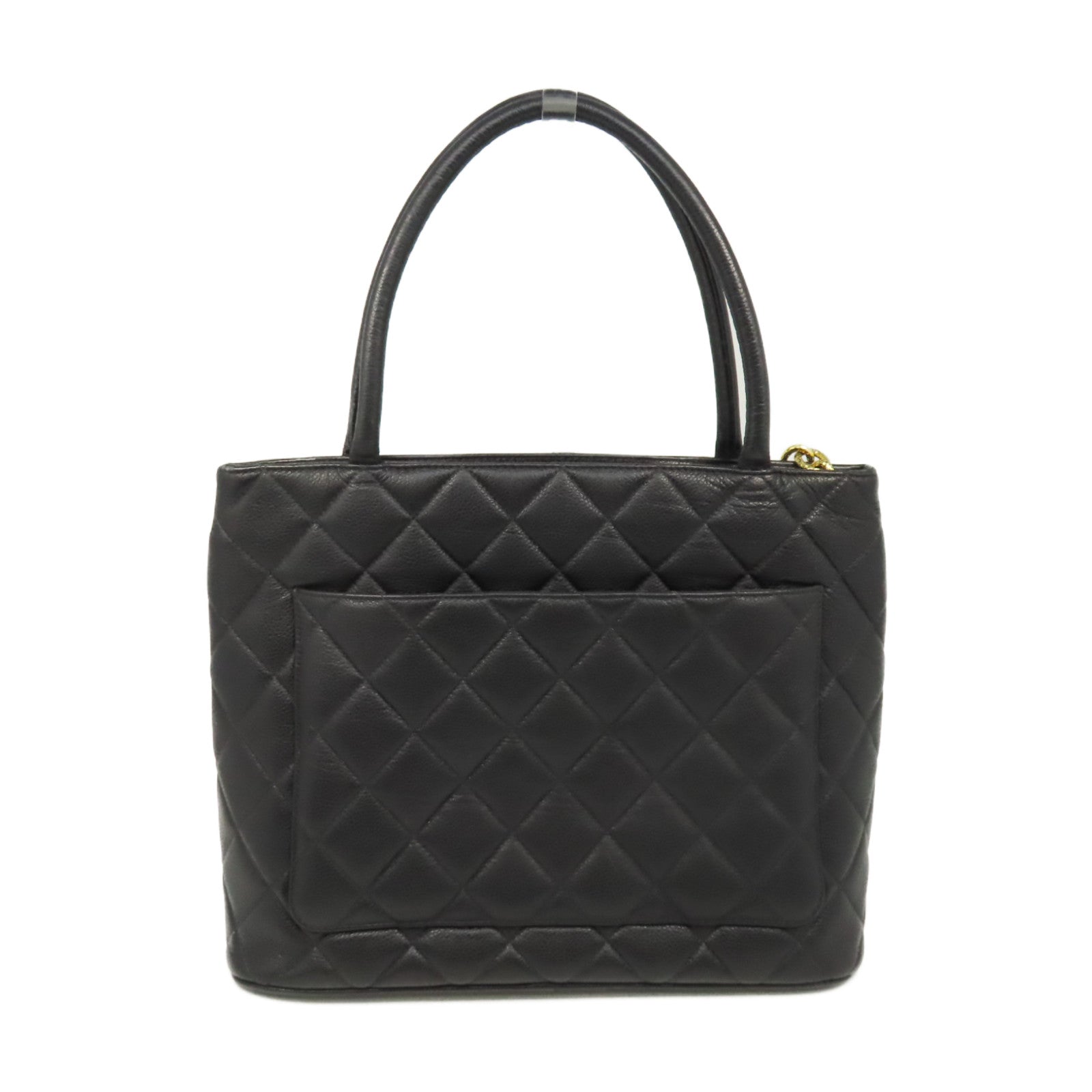 CHANEL 【激減優惠】菱格牛皮皮革Vintage Handbag金扣手挽袋黑色
