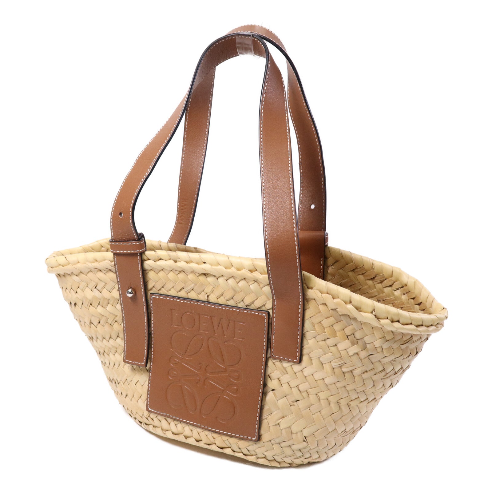 LOEWE 【激減優惠】牛皮皮革/藤料Basket Bag銀扣肩背袋
