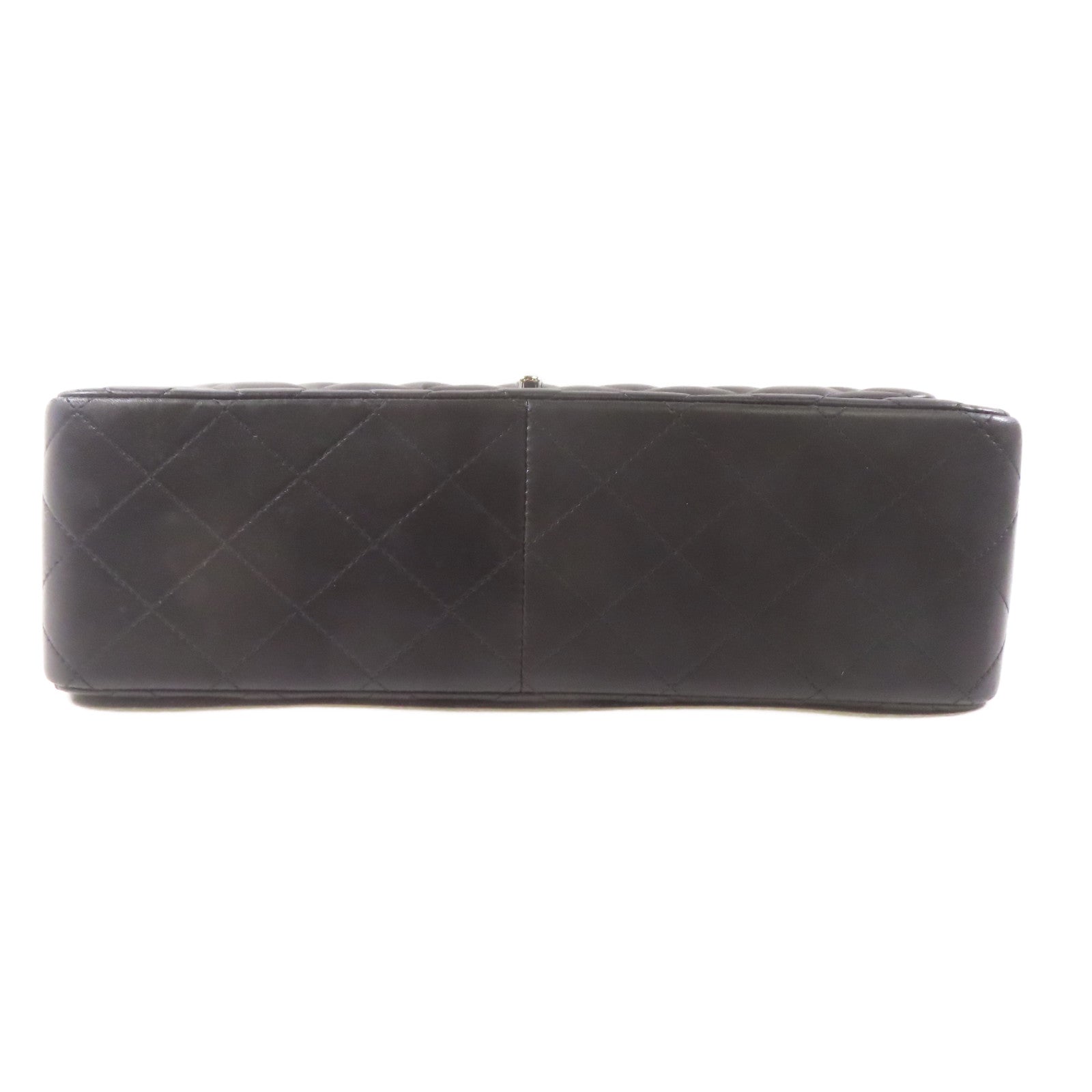 CHANEL 羊皮皮革Large Classic銀扣鏈帶肩背袋黑色