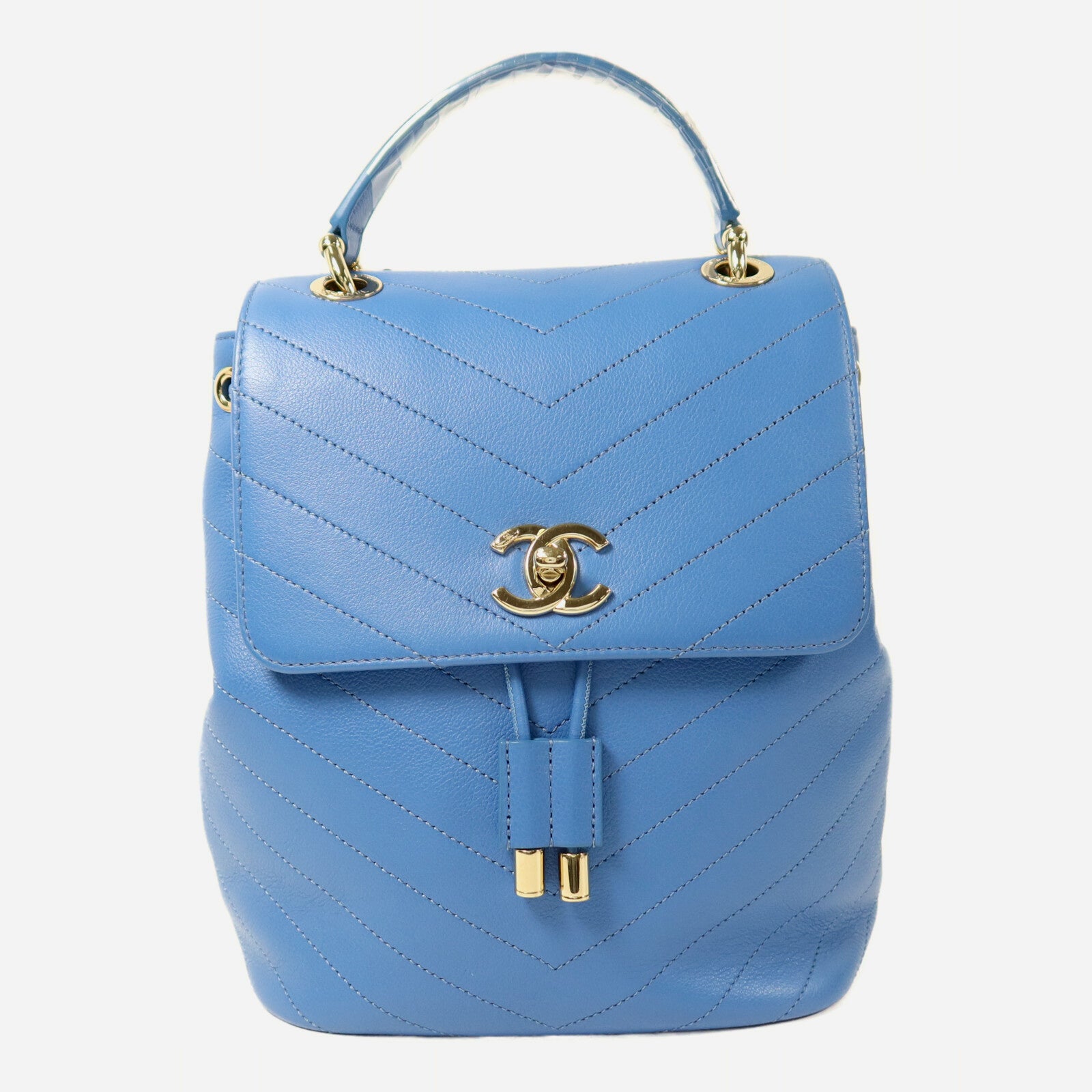 CHANEL 【激減優惠】牛皮皮革Backpack金扣鏈帶背包