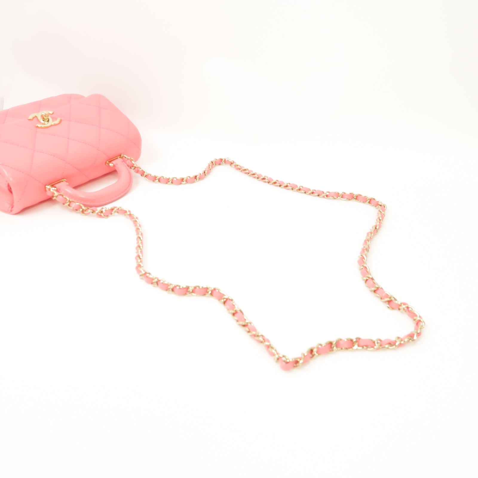 CHANEL 【激減優惠】菱格牛皮皮革Cruise 2 Way Chain Shoulder Bag金扣手挽肩背兩用袋粉紅色