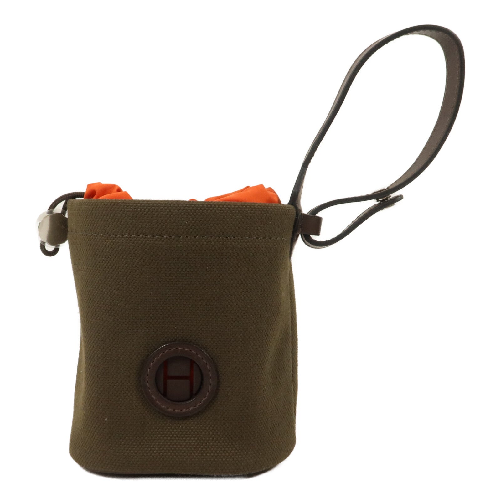HERMES 帆布/Barenia皮革On The Go Pouch手拿包Kaki/Feu