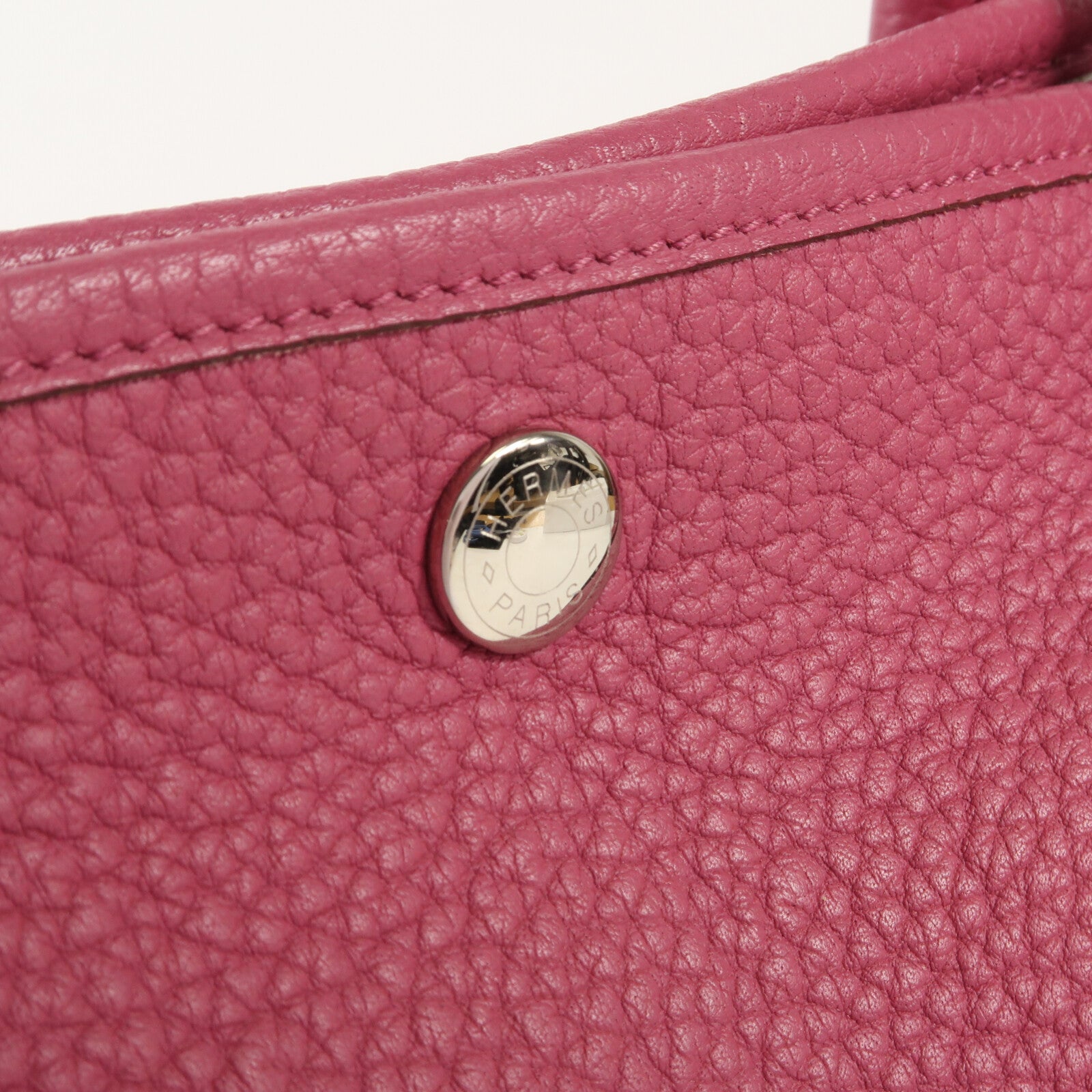 HERMES Clemence皮革Garden Party PM銀扣手挽袋Tosca